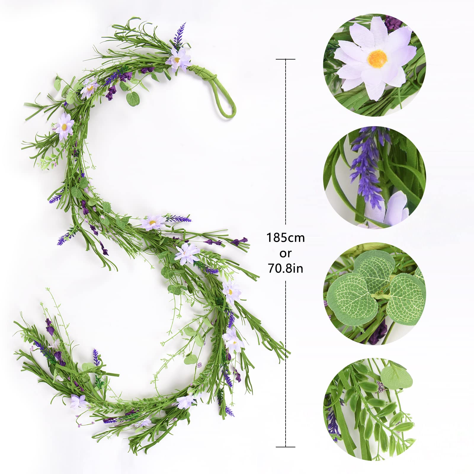 2 Pack Artificial Daisy Vine Garland - 6ft Fake Flower Hanging Ivy with Purple Daisies & Green Leaves for Wedding Decor, Party, Spring Home Decoration | Perfect for Wall Decor, Table Centerpieces, and Outdoor Events