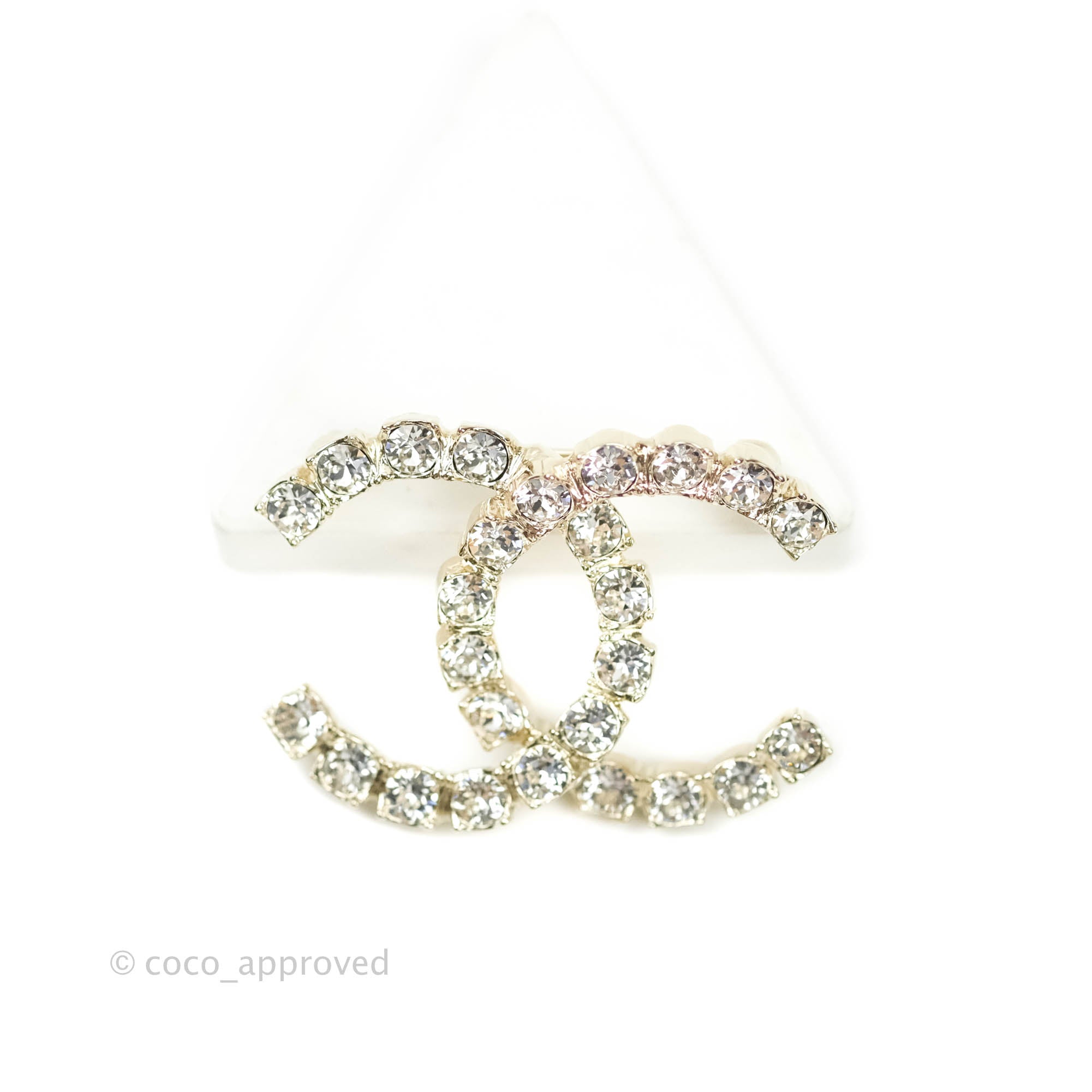 Chanel CC Crystal Brooch in Gold Tone - Elegant Fashion Accessory for Women, Perfect for Parties, Weddings & Special Occasions