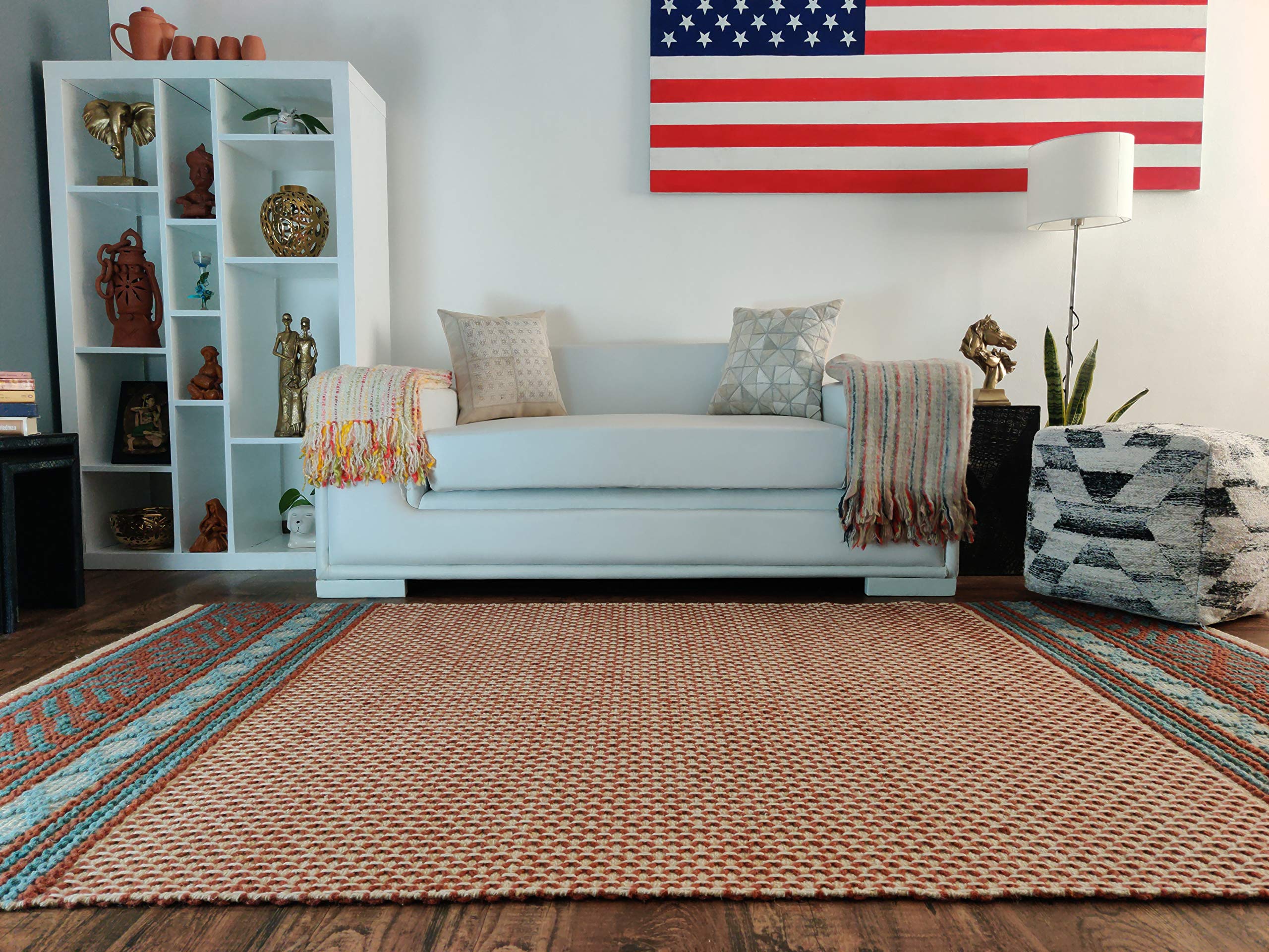 Loominaire Handmade Terra Wool & Jute Natural Fiber Rug - Easy Maintenance 5' x 8' Area Carpet for Living Room, Bedroom & Family Room | Eco-Friendly Floor Decor for Cozy Home Interiors
