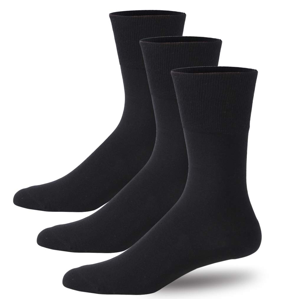Forcool Non-Binding Diabetic Socks for Men & Women - Breathable Cotton Crew Socks for Circulation, M/L/XL Sizes, 3/6 Pairs Pack - Ideal for Diabetes, Swelling & Everyday Comfort