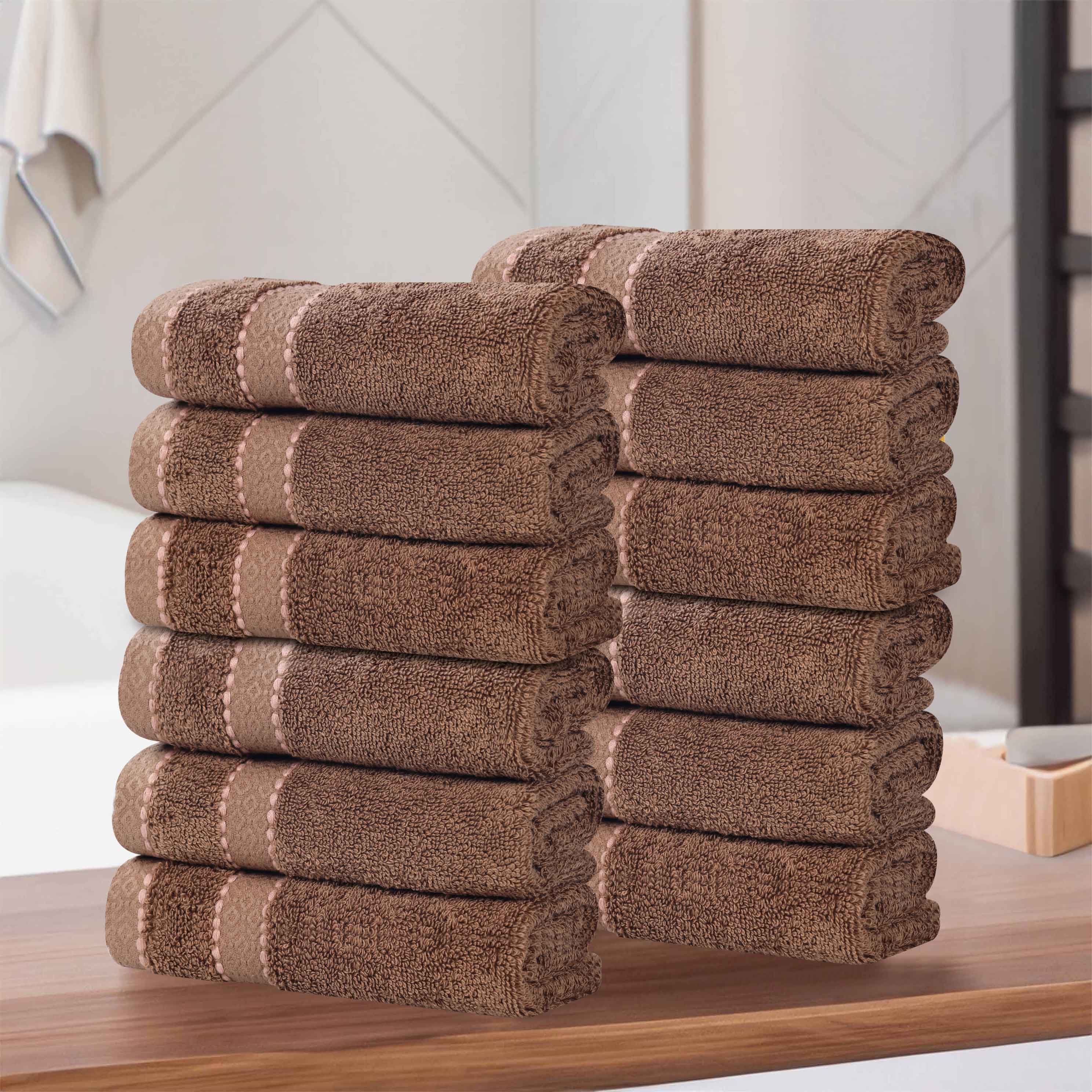 Premium Giza Cotton Dobby Face Towels - Set of 12 | Ultra Absorbent & Soft Egyptian Cotton | Perfect for Spa, Gym, Travel & Daily Skincare Routine