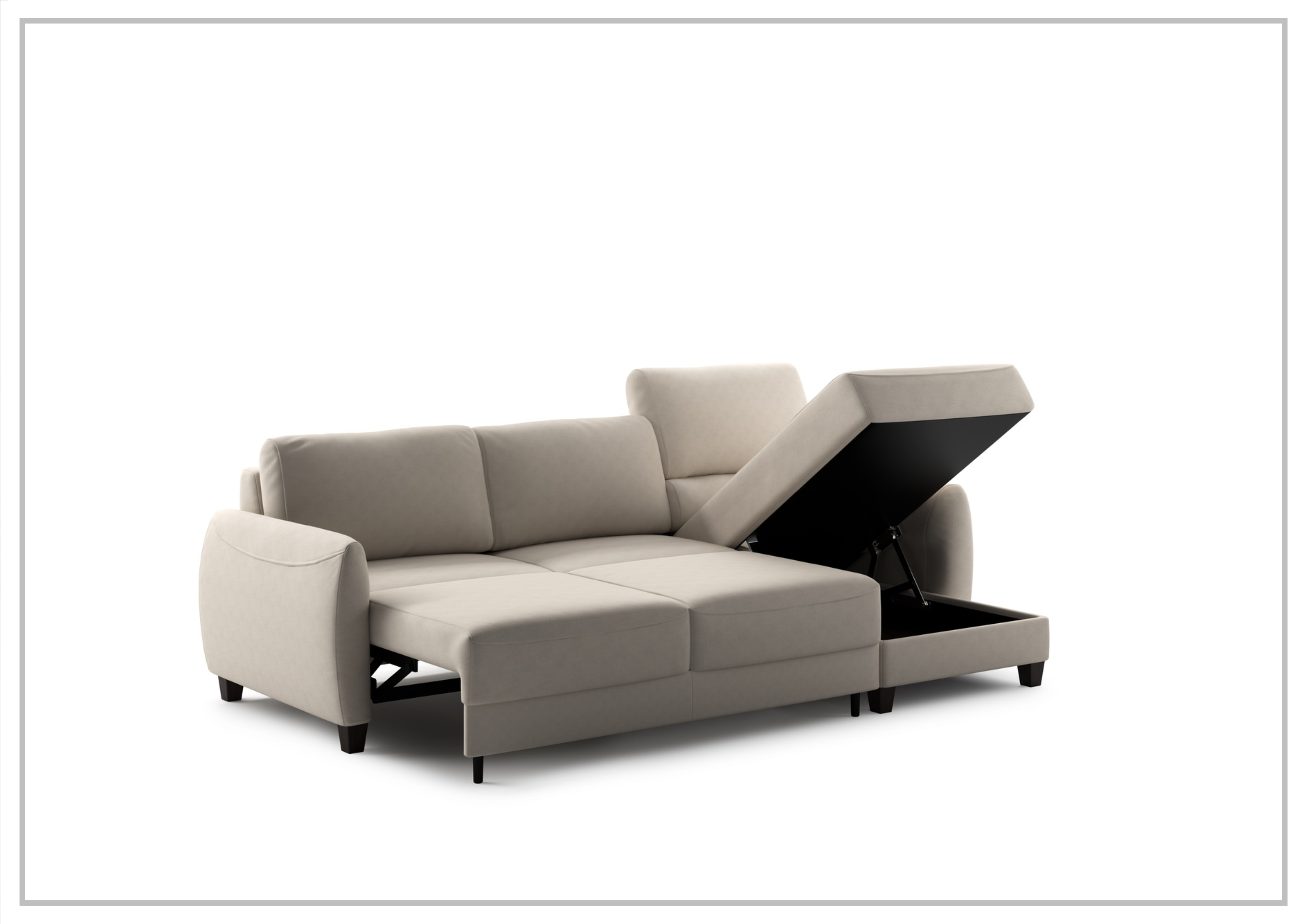 Luonto Delta 3-Seater Fabric Full XL Sectional Sofa Sleeper with Reversible Chaise - Modern Living Room Furniture for Small Spaces, Comfortable Sleeper Sofa for Guests, Perfect for Apartments and Cozy Homes