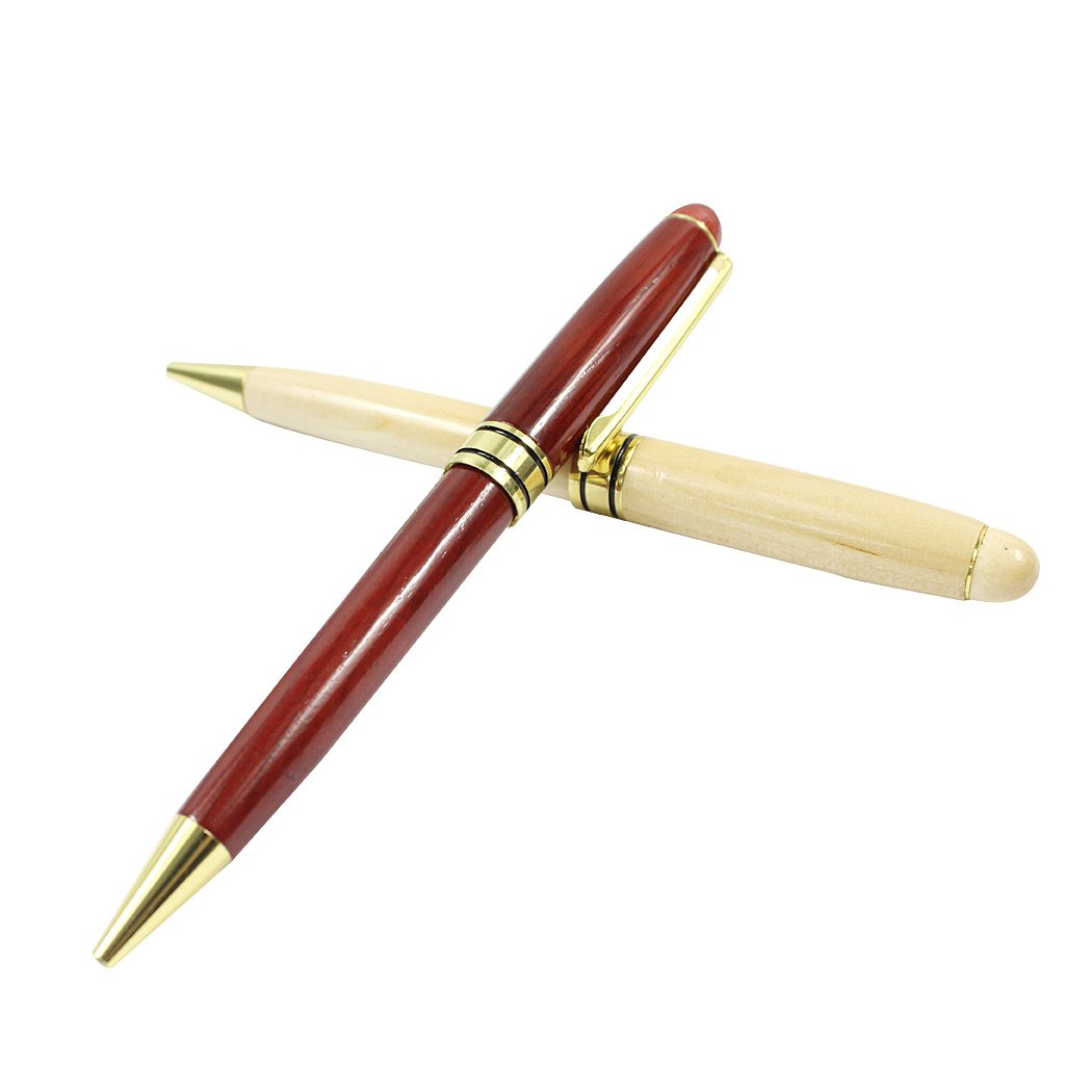 Handcrafted Rosewood & Maple Wooden Ballpoint Pen Set - 2 Premium Wood Pens, Vintage Style Writing Gift for Men & Women - Perfect for Office, Journaling & Special Occasions