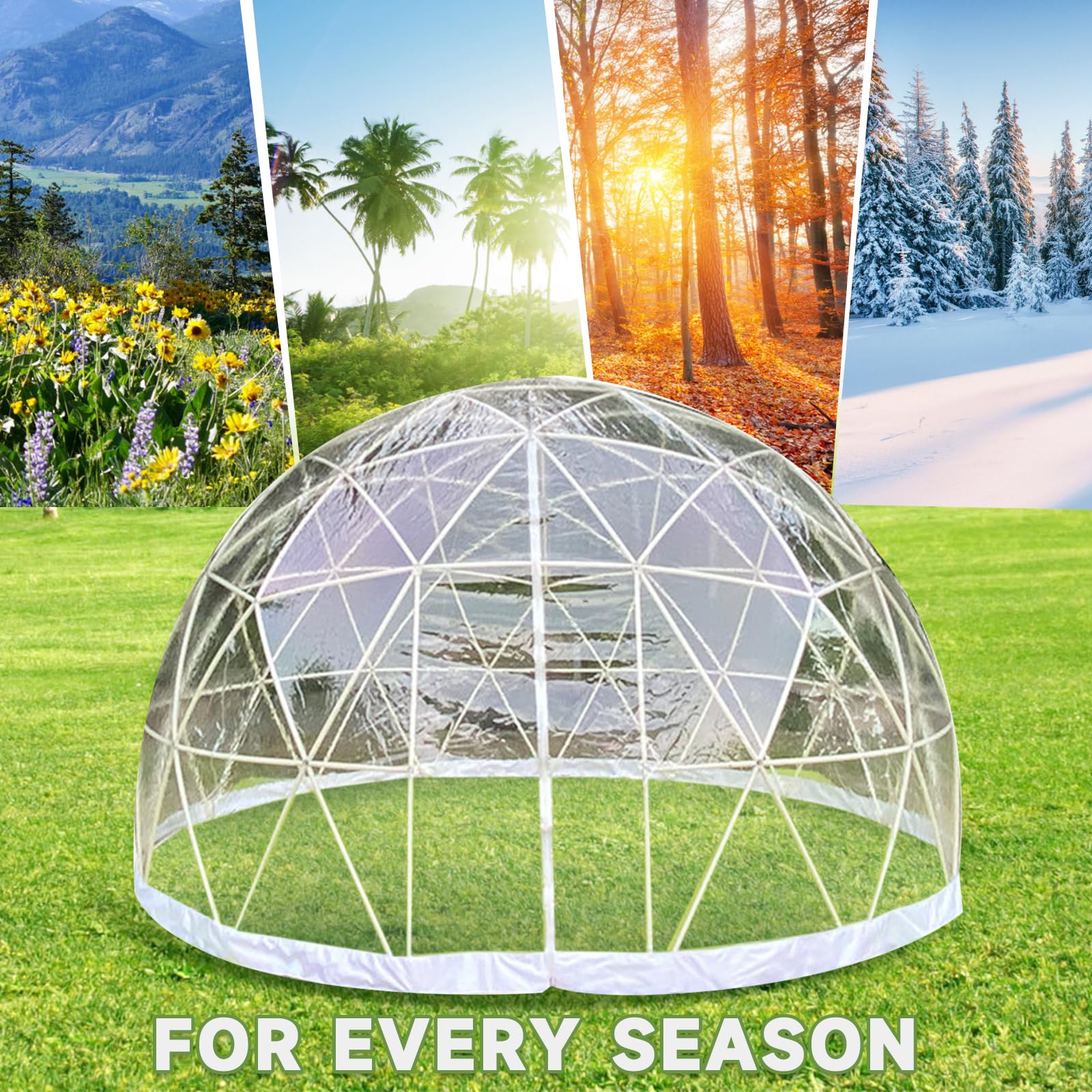 12FT Weatherproof Garden Dome Igloo Tent with PVC Cover - Clear Greenhouse Bubble Tent for Backyard, Outdoor Parties & Winter Gardening | Perfect for Patio Events, Camping & Seasonal Plant Protection