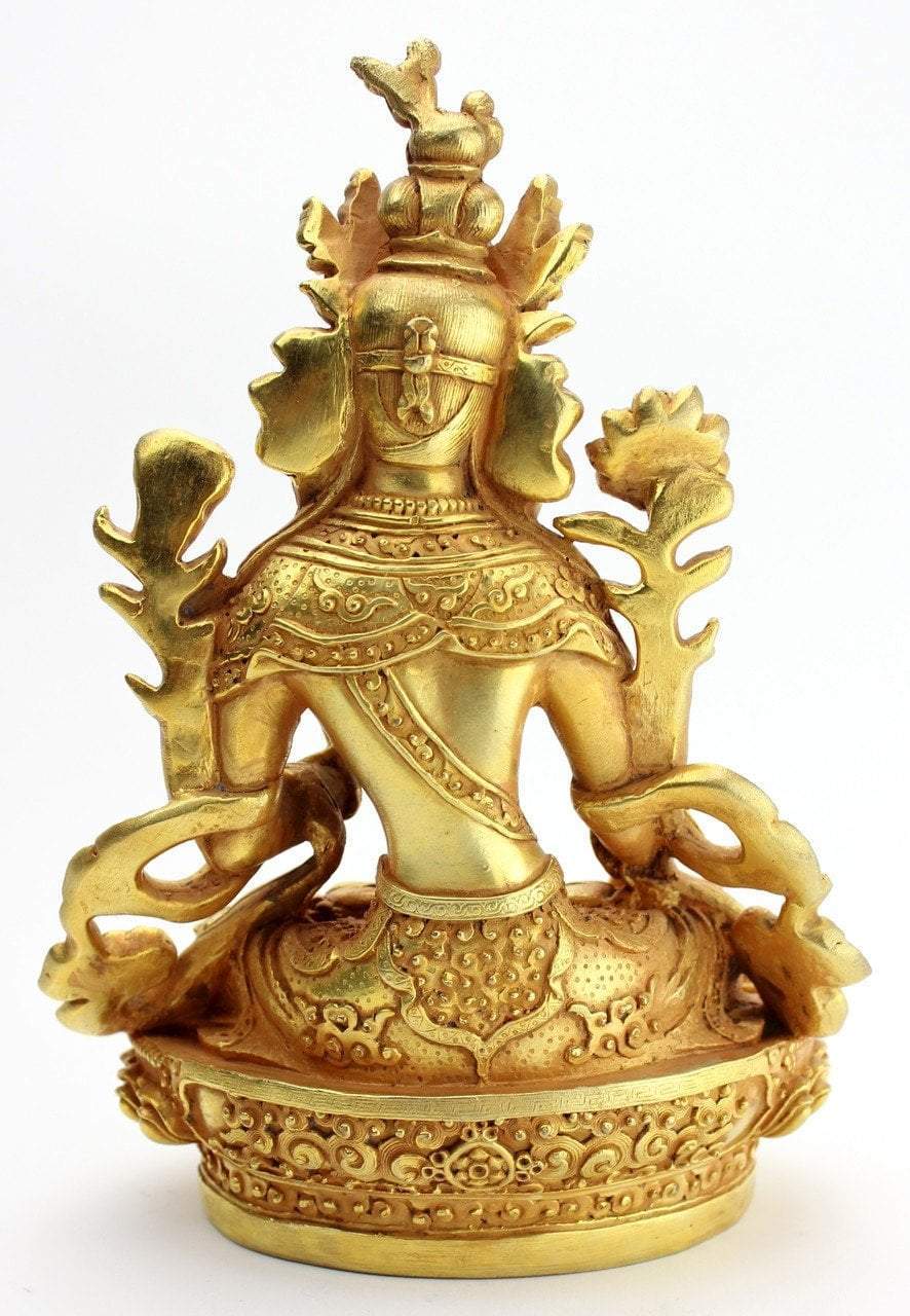 8 Inch Gold Plated White Tara Statue - Buddhist Goddess of Compassion - Home Altar Decor, Meditation Room, Yoga Studio, Spiritual Gift