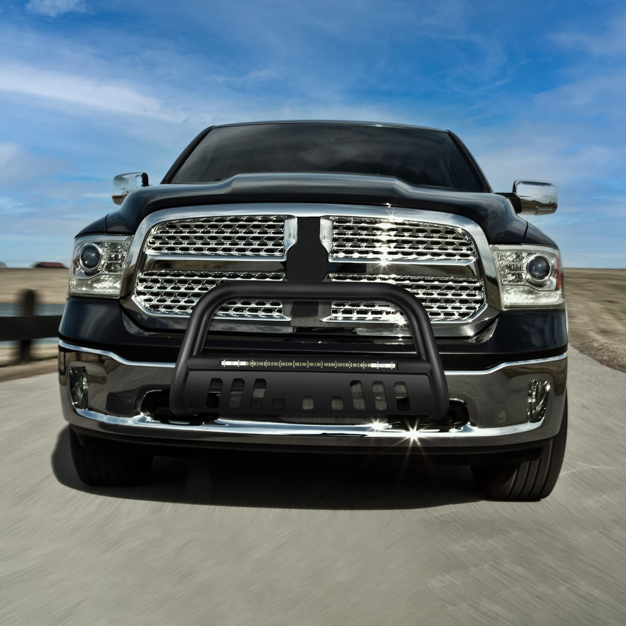 YITAMOTOR Bull Bar with LED Light Bar for 2009-2023 Dodge RAM 1500 (Excluding Rebel Sport) | 3