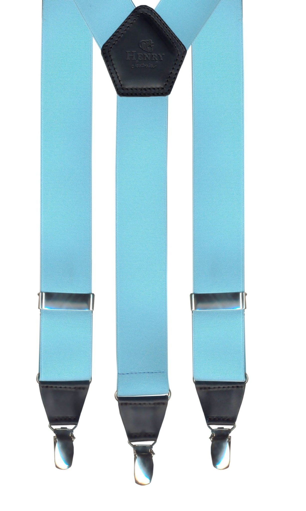 HENERY SARTORIAL x LEYVA Adjustable Suspenders with Metal Clips - Sky Blue Classic Suspenders for Men | Perfect for Formal Wear, Vintage Outfits & Office Attire