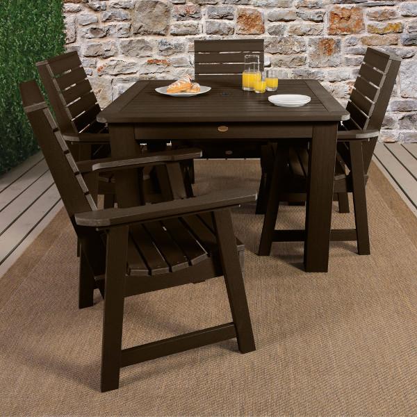 Weatherly 5-Piece Square Dining Table Set for Kitchen, Breakfast Nook & Small Space - Modern Indoor Outdoor Patio Furniture with 4 Chairs