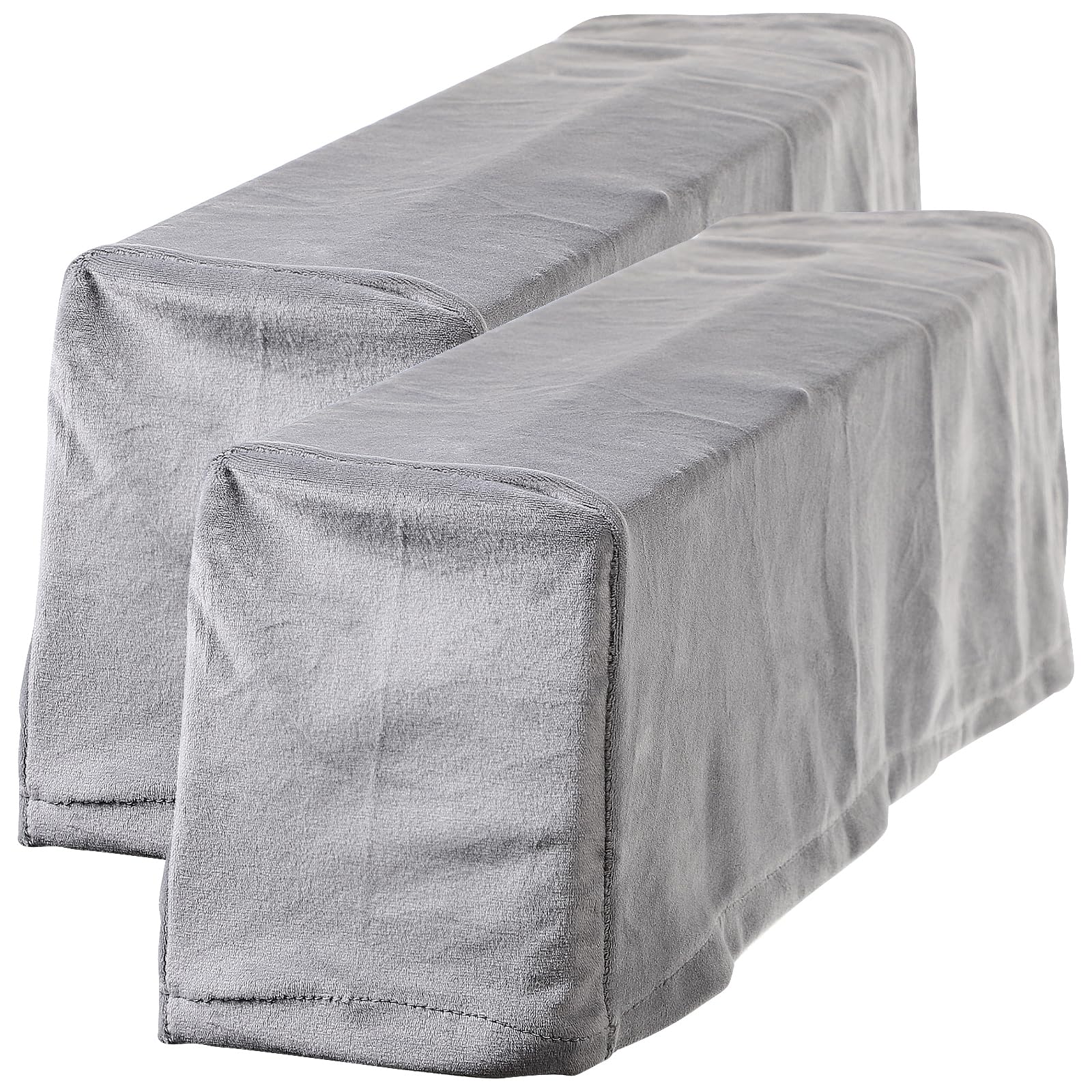 BESPORTBLE Stretch Armrest Covers for Chairs & Sofas - Soft Velvet Slipcovers for Armchair, Recliner & Office Chairs - Home & Office Furniture Protection (Grey) - Perfect for Living Room, Bedroom & Workspace Decor
