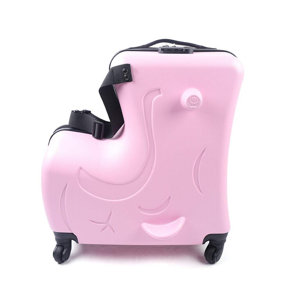 20 Inch Kids Ride On Suitcase - ABS PC Waterproof Lightweight Luggage with Password Lock | Durable Hard Shell Rolling Suitcase for Children Under 4 Years | Pink | Perfect for Air Travel, Road Trips & Preschool Adventures