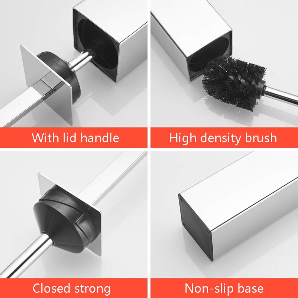 Modern Chrome Toilet Brush & Holder Set - Bathroom Cleaning Essentials