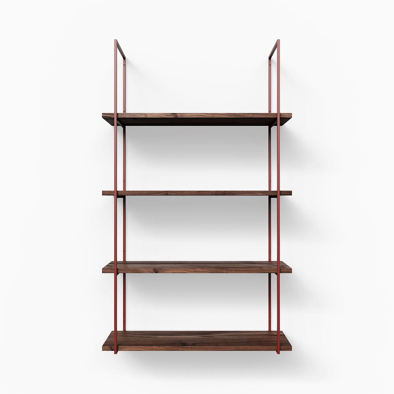 Lloyd Walnut 4 Tier Wooden Bookshelf - Rustic Floating Shelf for Living Room, Bedroom & Office Storage - Perfect for Books, Plants & Home Decor