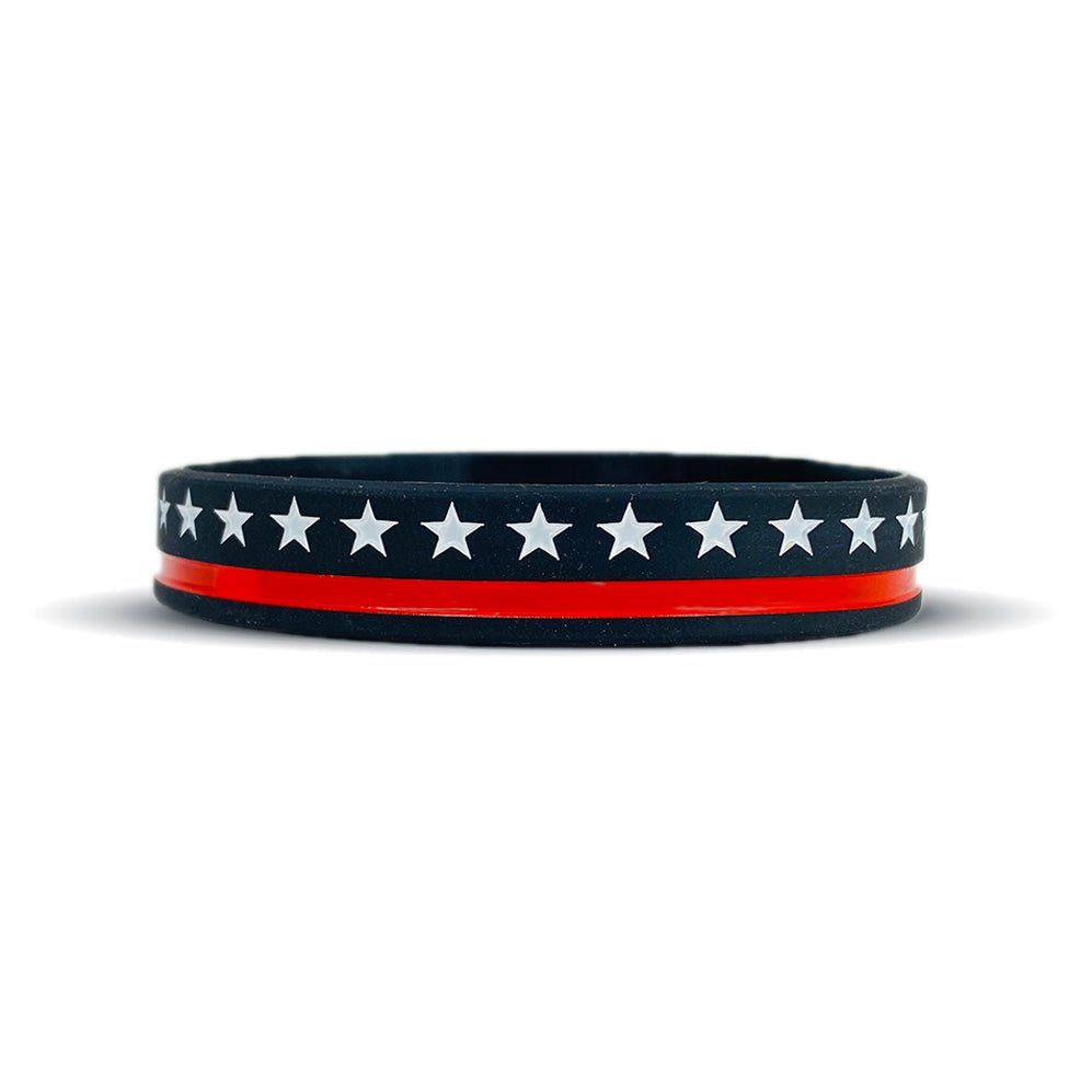Thin Red Line Wristband for Men & Women - Patriotic Support Bracelet - First Responder Appreciation Gift - Perfect for Firefighters, Police & Military (Black & Red) | Wear Daily, Workouts & Special Events