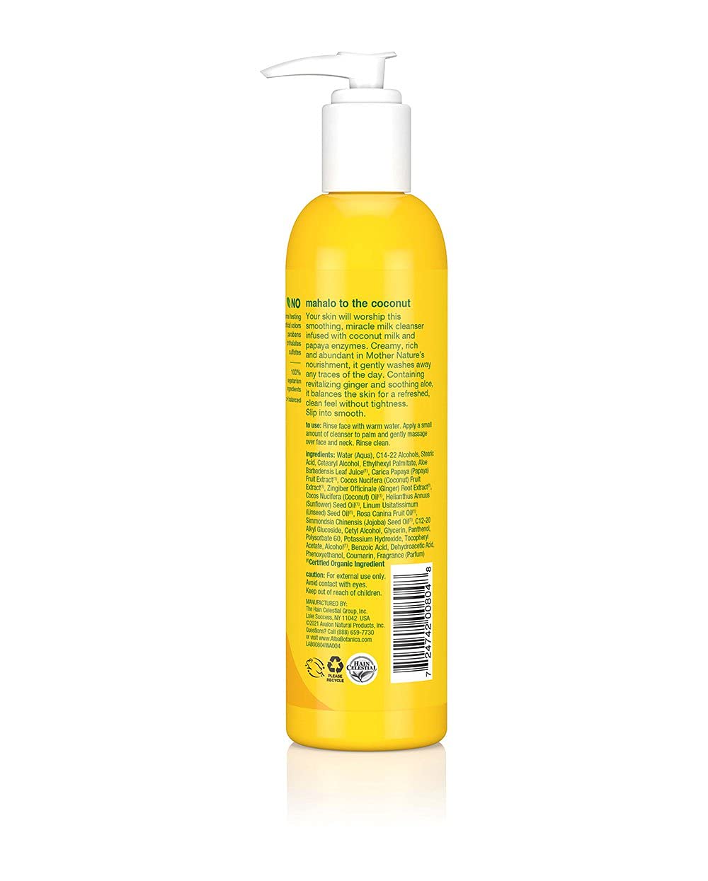 Alba Botanica Hawaiian Facial Wash with Coconut Milk - Deep Cleansing, 8 Oz - Gentle Face Cleanser for Dry & Sensitive Skin - Perfect for Morning & Night Skincare Routine