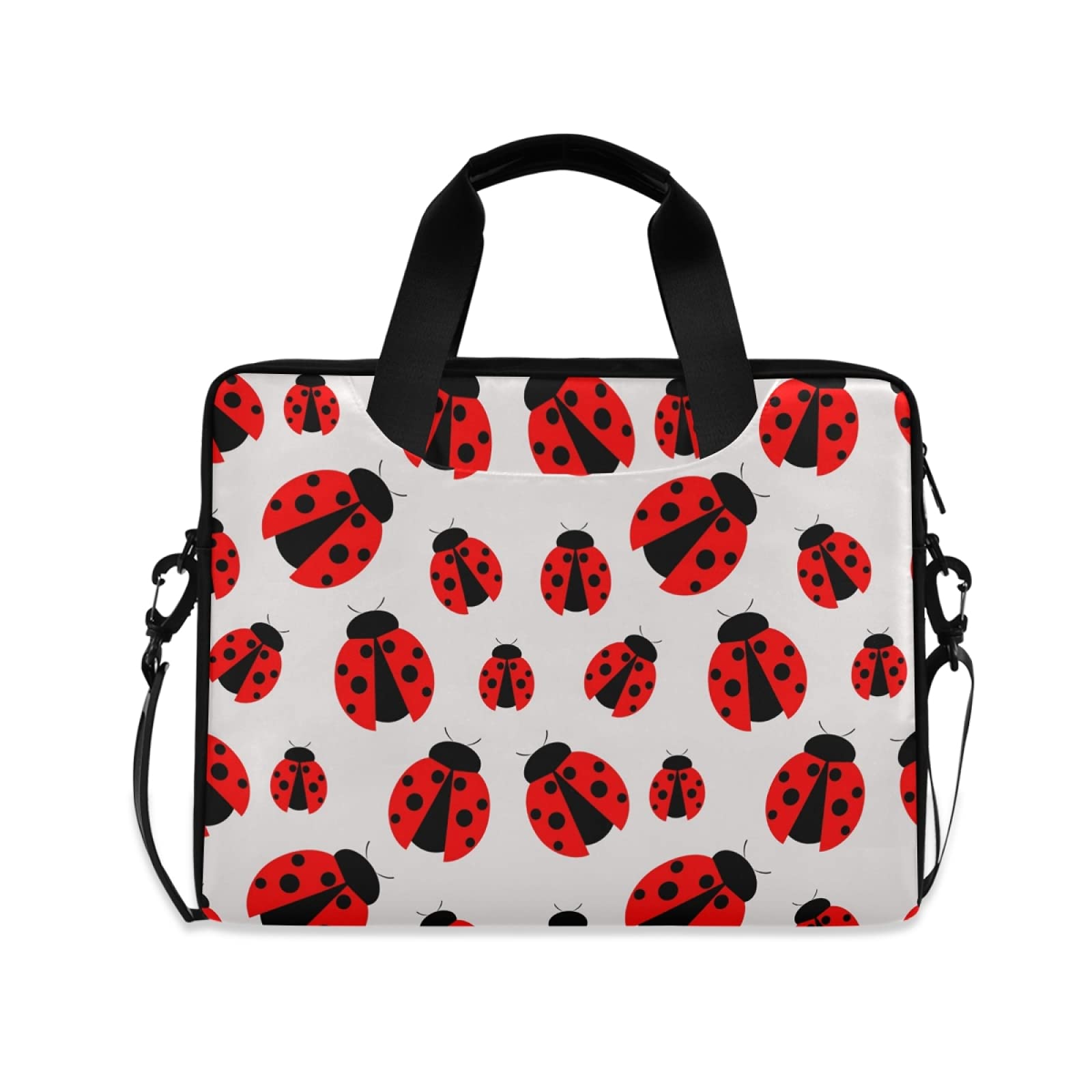 Stylish Ladybug Print Laptop Messenger Bag for 13 14 15.6 Inch Laptops - Crossbody Briefcase with Adjustable Shoulder Strap for Men & Women - Perfect for Work, School & Travel