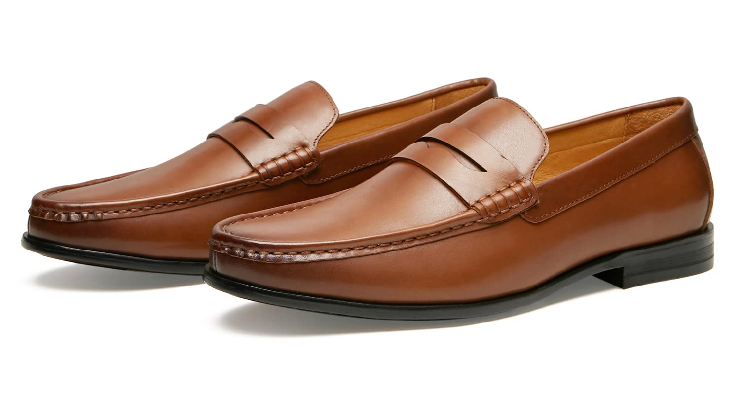 Journey West Men's Genuine Leather Penny Loafers - Comfortable Slip-On Dress Shoes for Business & Casual Wear | Perfect for Office, Weddings & Formal Events