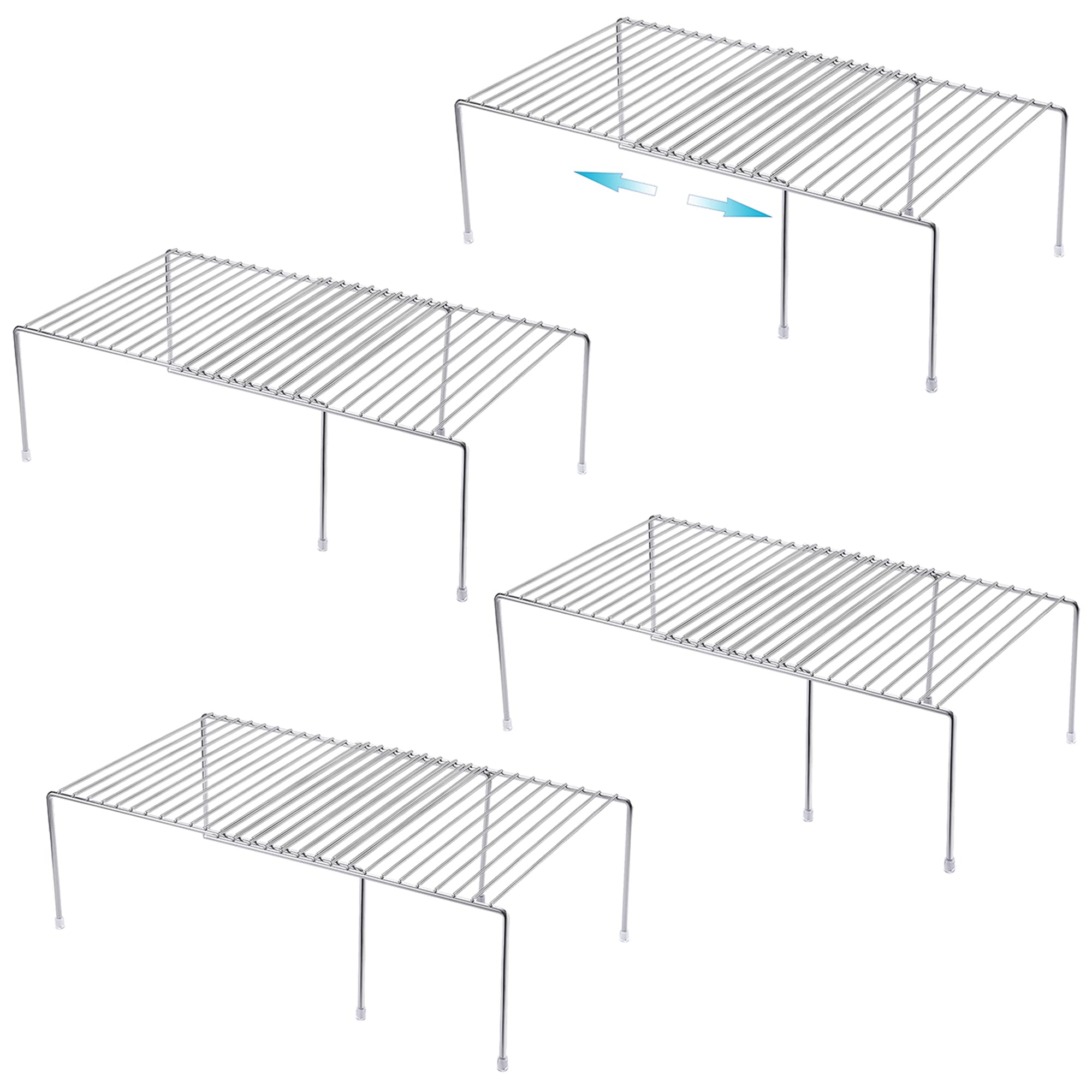 iPEGTOP 4-Tier Freezer Cabinet Storage Shelf Set - 8-Piece Expandable Heavy-Duty Rustproof Metal Wire Spice Rack - Adjustable Kitchen Organizer for Counter, Fridge, Pantry & Drawer - Space Saving Solution for Small Kitchens & Home Organization