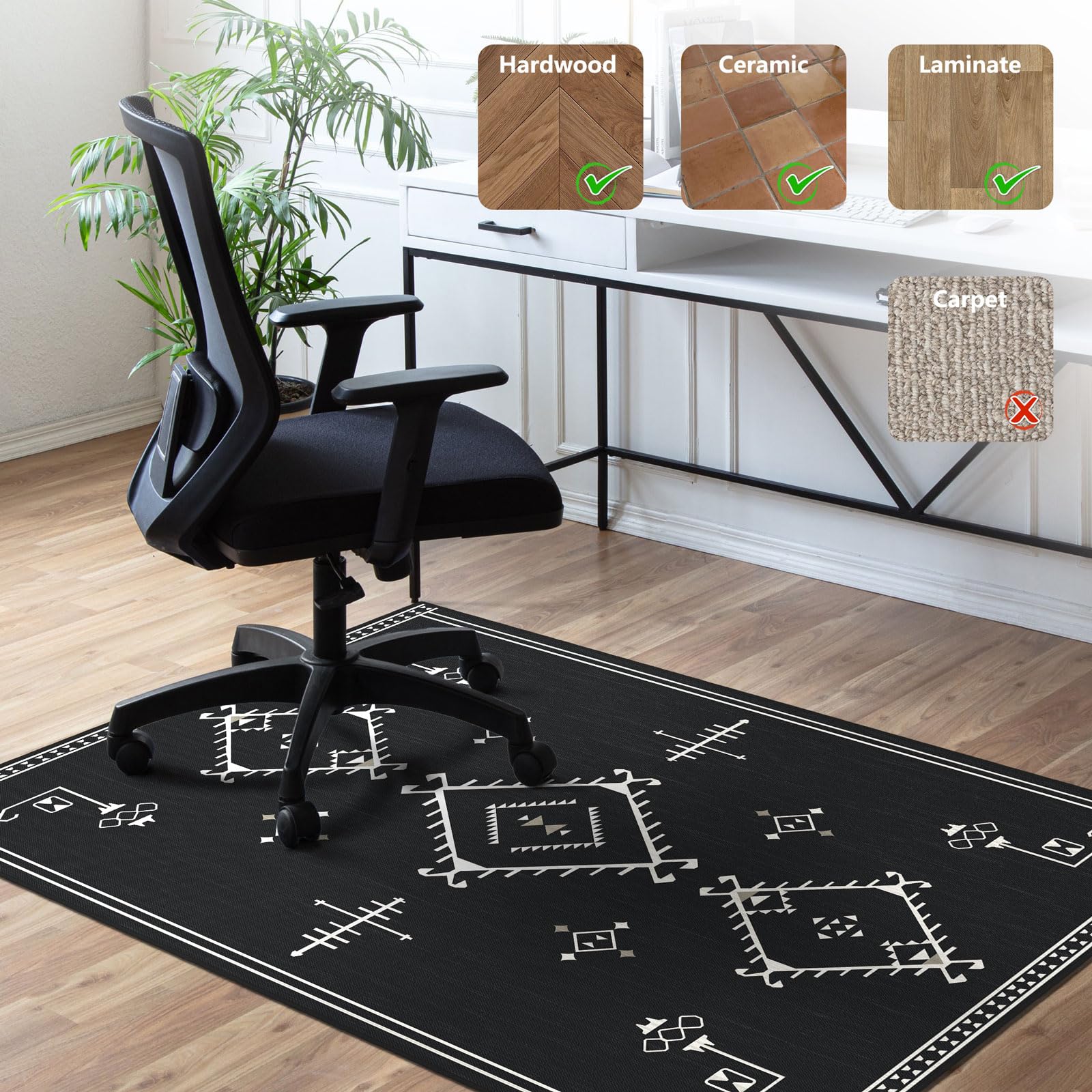 36''x48'' Office Chair Mat for Hardwood Floors - Heavy Duty Desk Chair Mat Protector for Hard Surfaces, Spillproof Under Desk Rug for Rolling & Gaming Chairs - Perfect for Home Office, Computer Workstations & Tile Floors