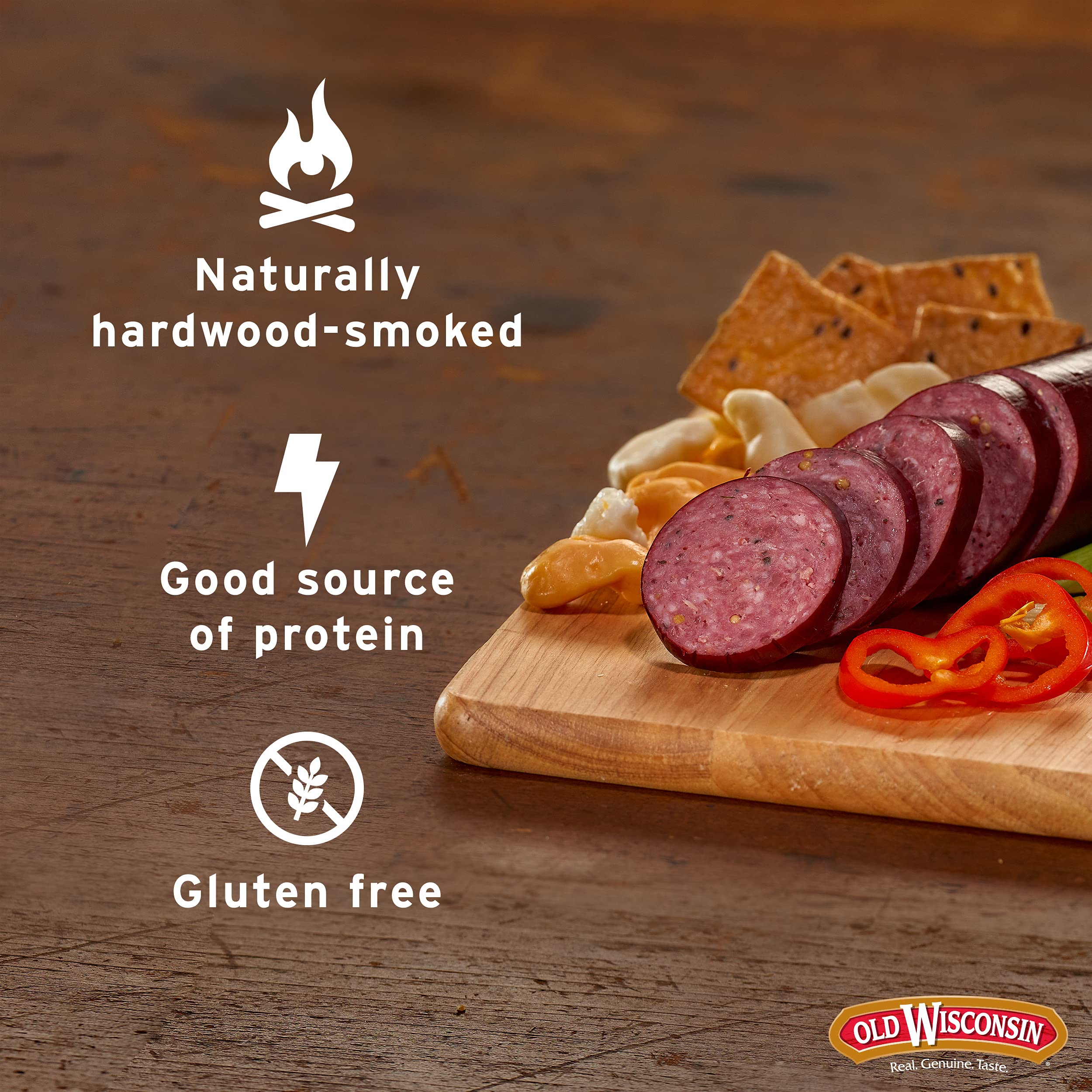 Old Wisconsin Premium Summer Sausage - 100% Natural Meat Snack, Ready to Eat, High Protein, Low Carb, Keto & Gluten Free, Original Flavor (16oz) - Perfect for Charcuterie Boards, Camping, Hiking & Quick Protein Snacks