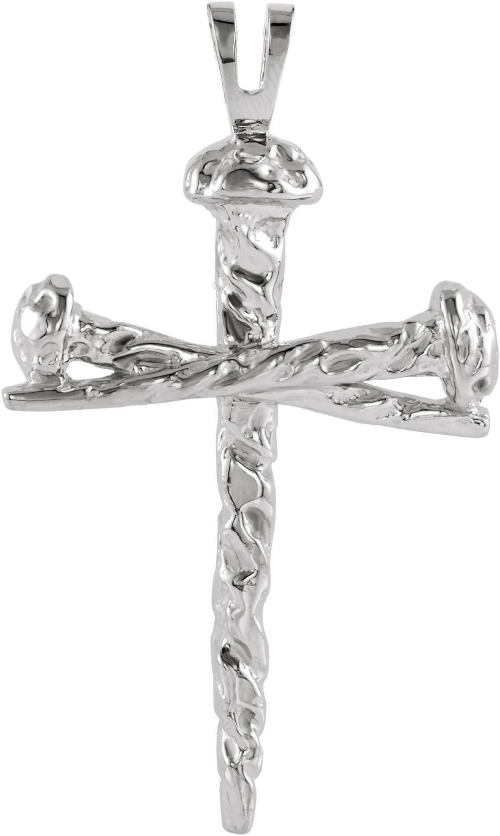 Platinum Cross Pendant for Women - 34X24 MM Elegant Nail Design Jewelry - Perfect for Gifts, Weddings & Everyday Wear
