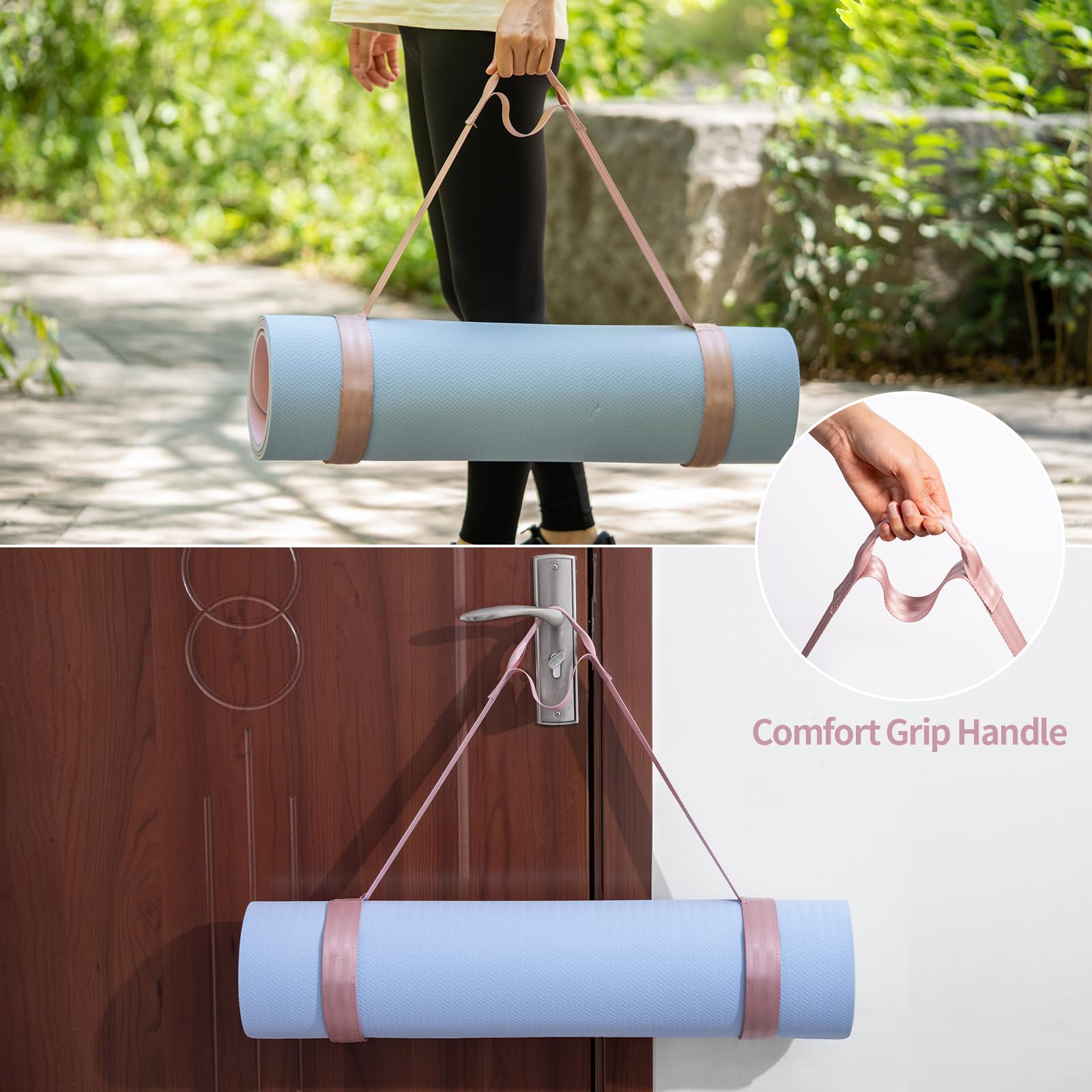Trilancer Adjustable Yoga Mat Strap with Hook and Loop Closure - Yoga Mat Carrier & Organizer (Mat Not Included) - Perfect for Yoga, Pilates, Gym & Travel
