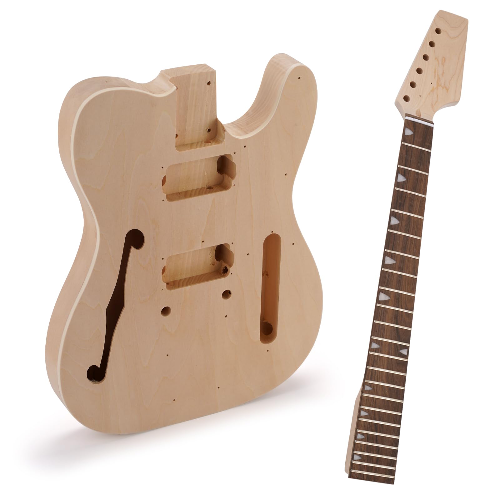 ZEFF DIY Electric Guitar Kit with Basswood Body - 6 String Electric Guitar with Maple Neck & Fretboard, S-S Pickups, Adjustable Bridge System - Complete All-in-One Kit for Beginners & Hobbyists - Perfect for Home Practice, Studio Recording & DIY Projects