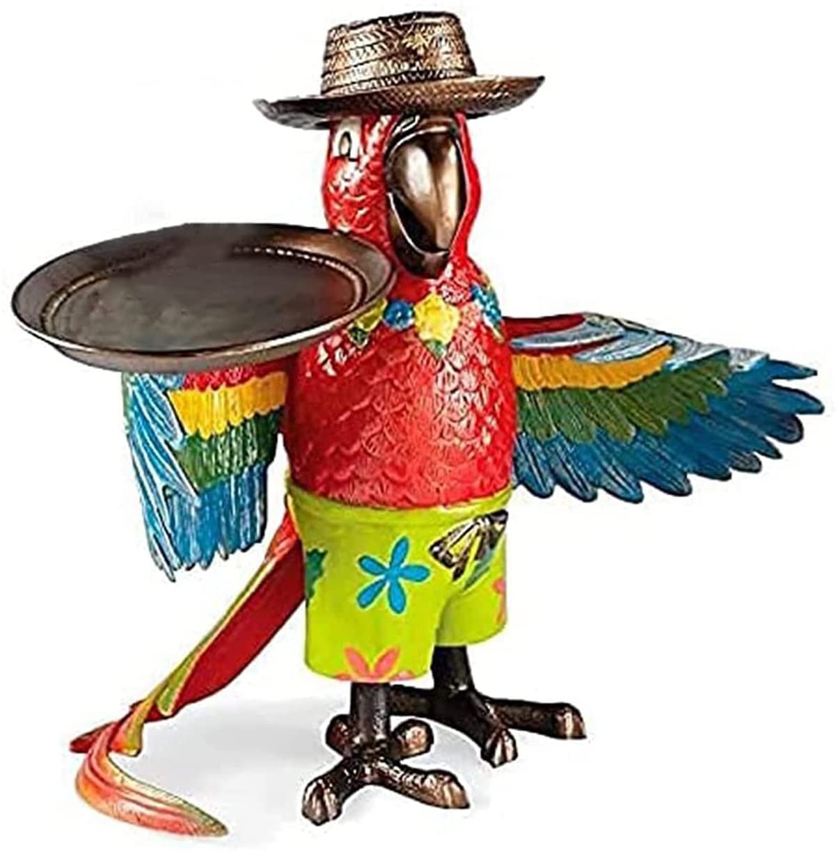 Stylish Parrot Butler Tray - Resin Drink Serving Holder for Patio & Home Decor - Animal Sculpture Tabletop Storage Tray (Color: Blue) - Perfect for Cocktail Parties, Garden Decor & Unique Gift Ideas