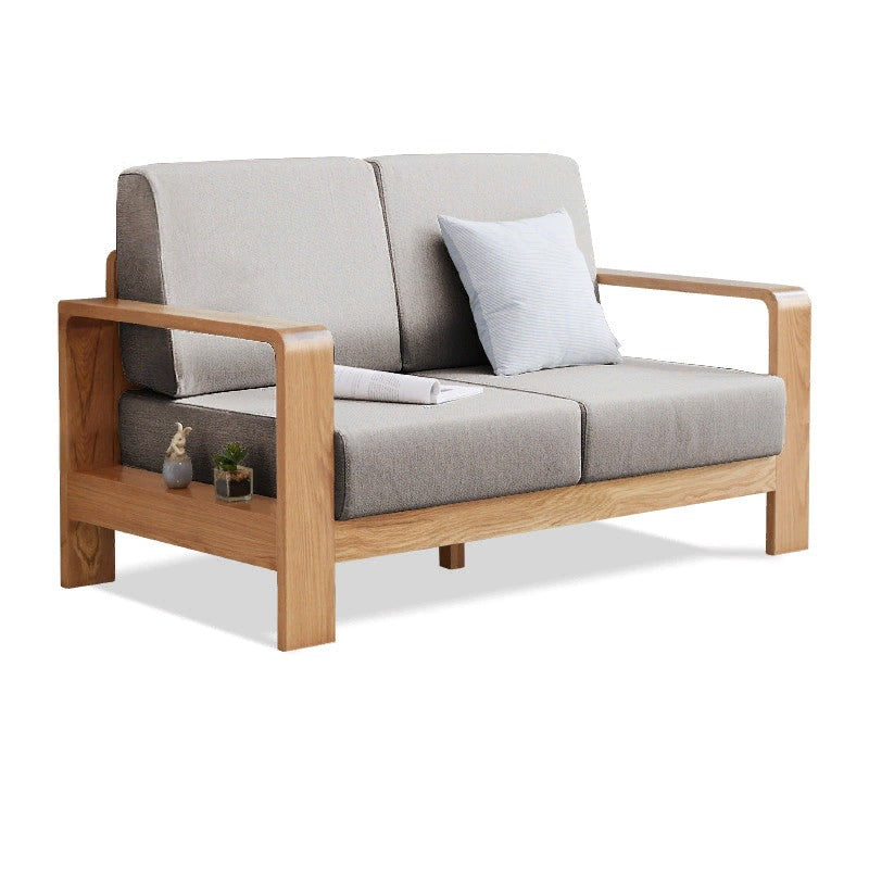 Oak Solid Wood Modern Fabric Sofa - Contemporary Living Room Furniture for Small Spaces & Apartments | Durable & Stylish Home Decor