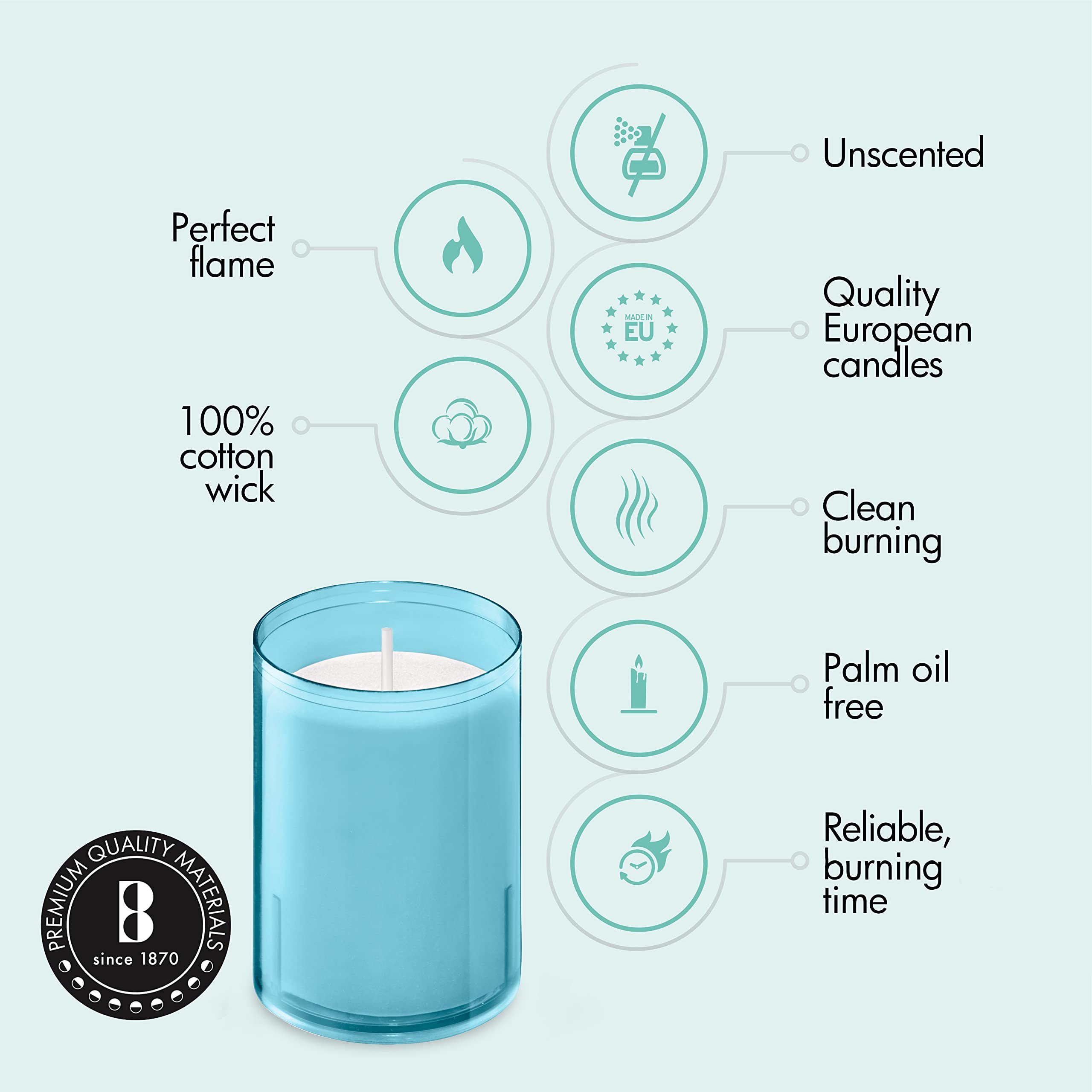 BOLSIUS 24-Hour Votive Candles - 20 Pack Blue Unscented Candles in Unbreakable Plastic Cups | Premium European Quality, Smokeless & Relightable | Perfect for Weddings, Parties, Home Decor & Religious Ceremonies