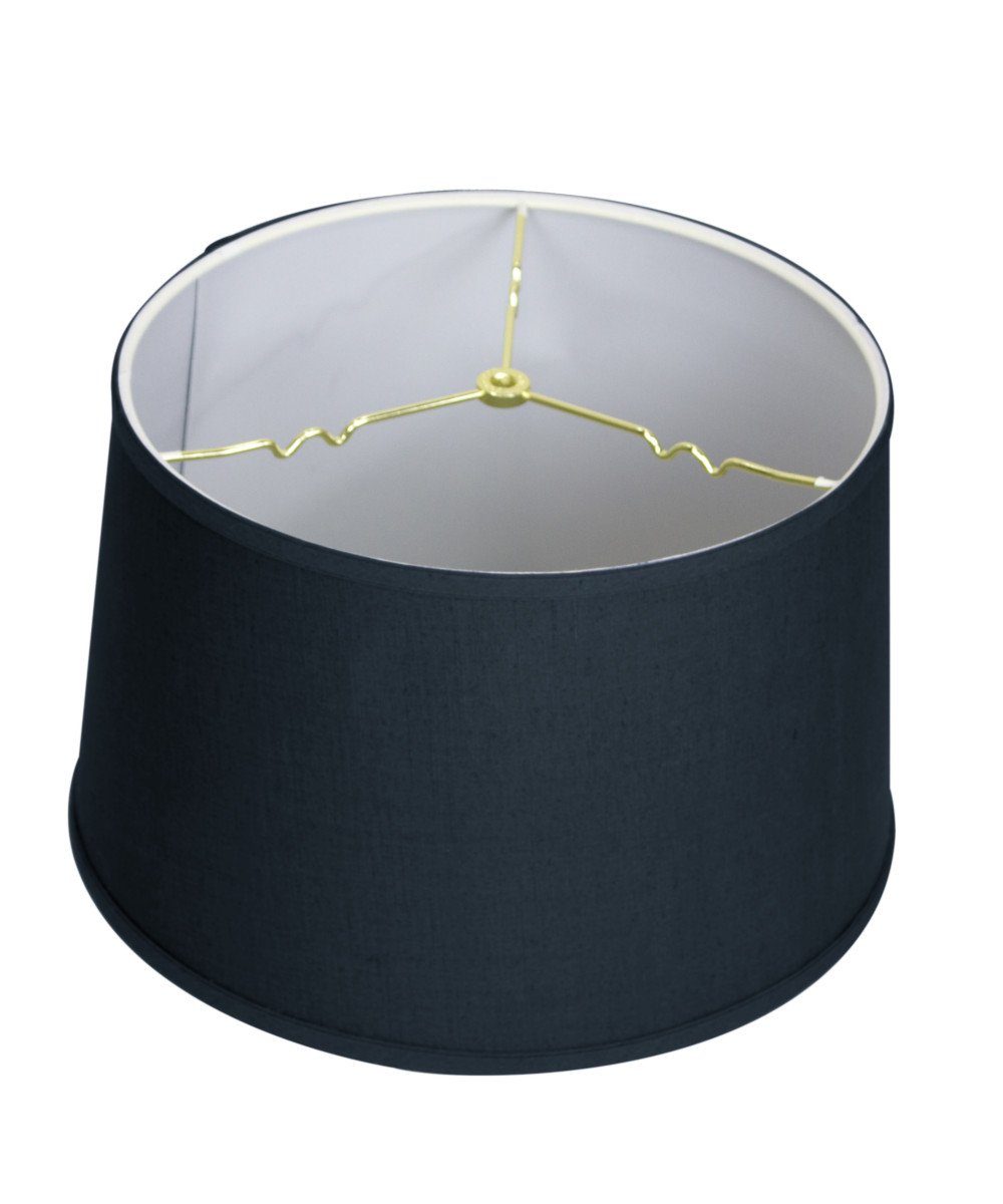 14x16x10 Shallow Drum Hardback Textured Slate Blue Lampshade with Brass Spider Fitter - Table & Desk Lamp Shade - Large Blue Lampshade for Living Room, Bedroom, Office Decor