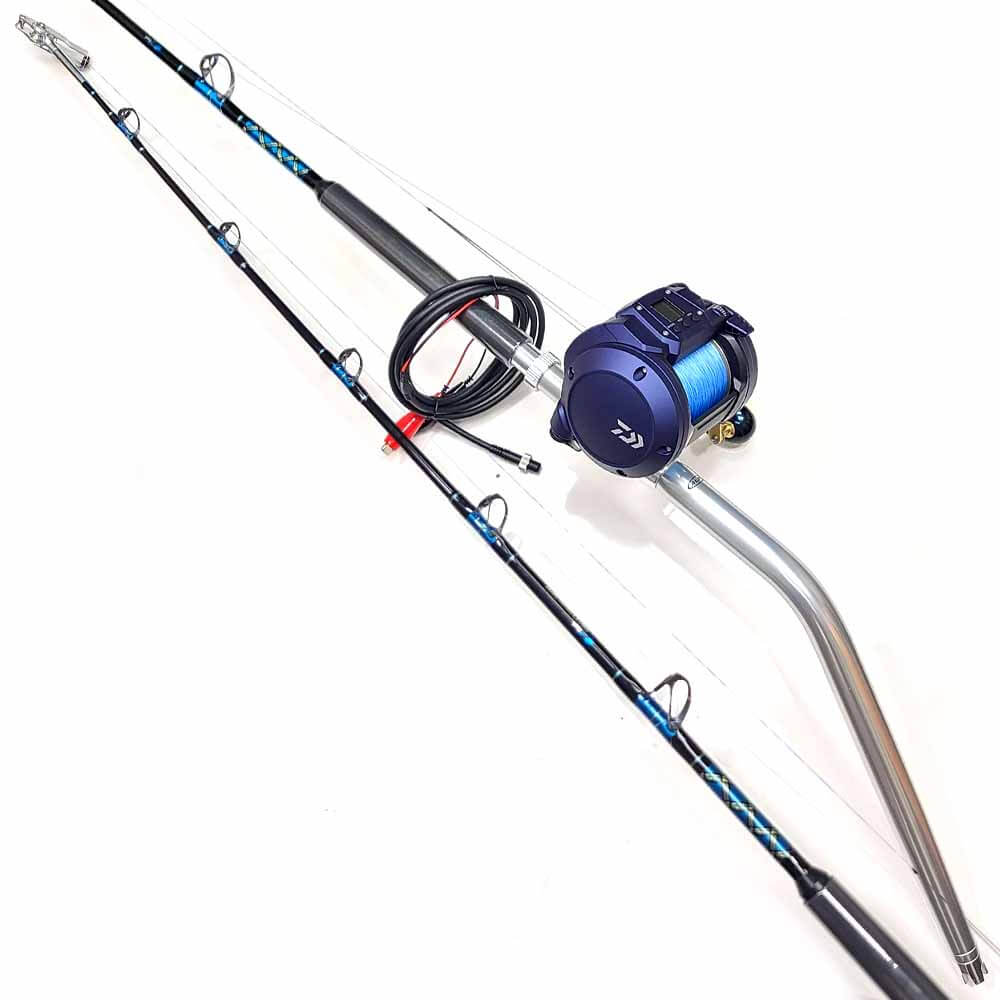 Daiwa Seapower 1200 Electric Fishing Reel with 6' 60-150lb Deep Drop Rod Combo - Braided Line Included - Perfect for Offshore Trolling, Bottom Fishing, and Deep Sea Angling
