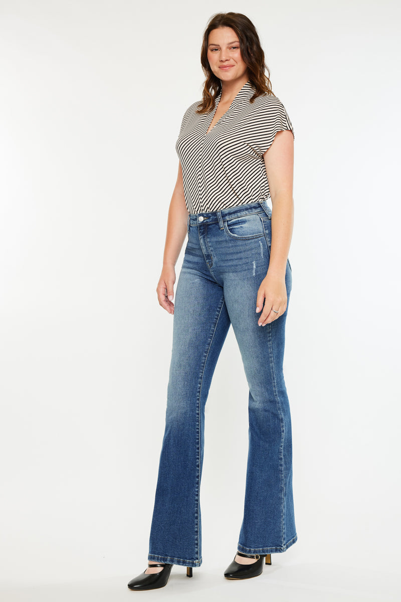Tana High Rise Wide Flare Jeans for Women - Curvy Fit Stretch Denim Pants, Vintage 70s Inspired Bootcut Jeans for Casual Wear & Night Out
