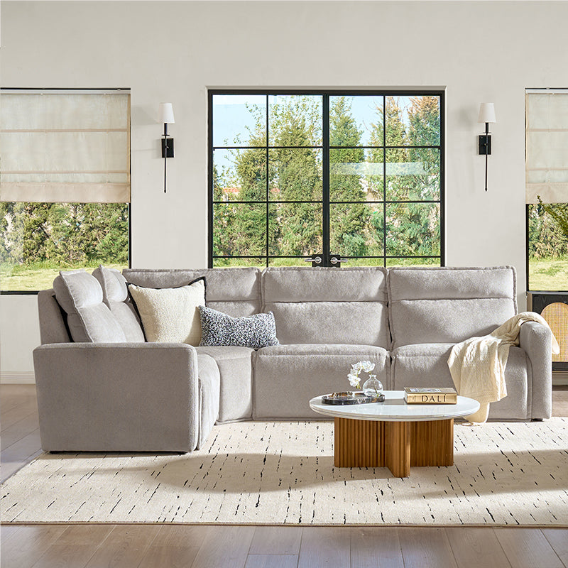 Essentia Power Reclining Corner Sofa - Easy Care Fabric Sectional Couch with USB Charging for Living Room, Home Theater & Family Room Comfort