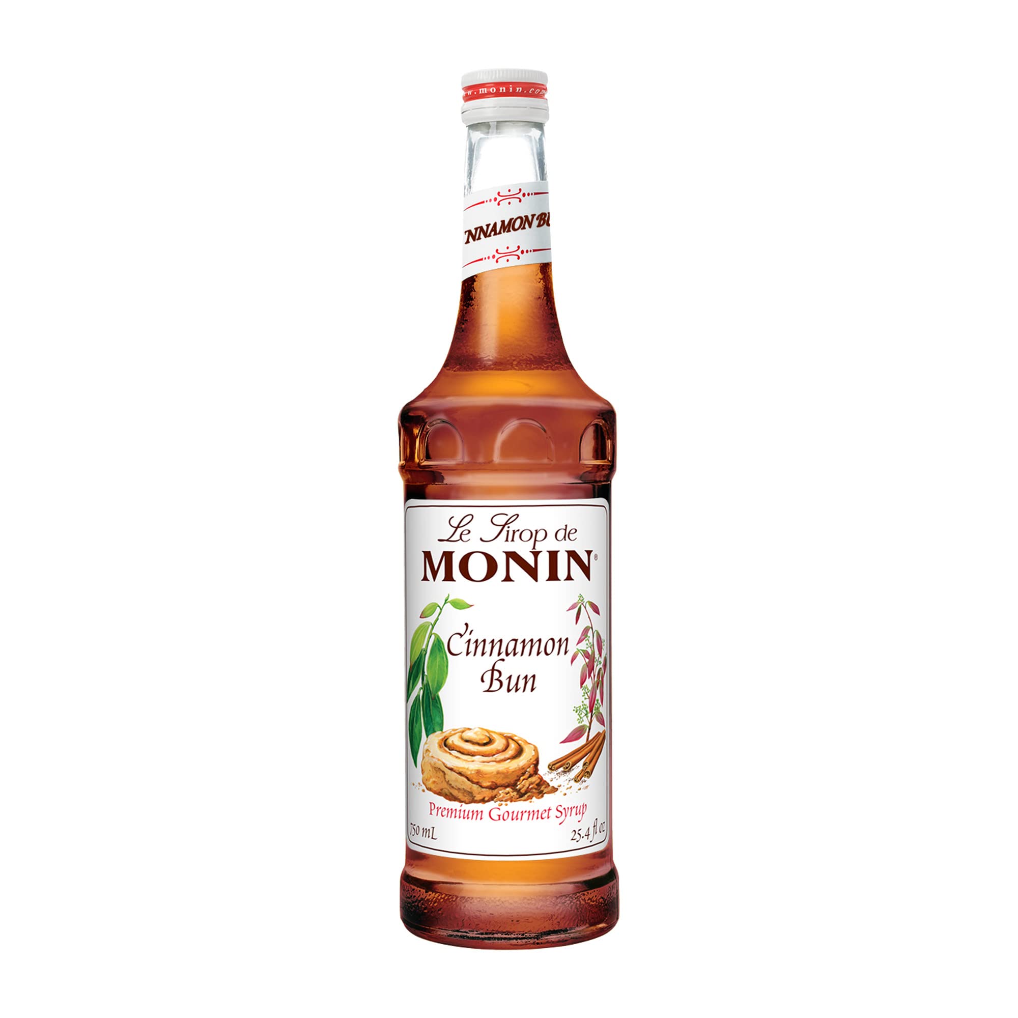 Monin Cinnamon Bun Syrup - Smooth & Sweet Cinnamon Flavor for Coffee, Hot Chocolate & Cocktails | Vegan, Non-GMO, Gluten-Free (750ml) | Perfect for Home Baristas, Coffee Shops & Holiday Baking