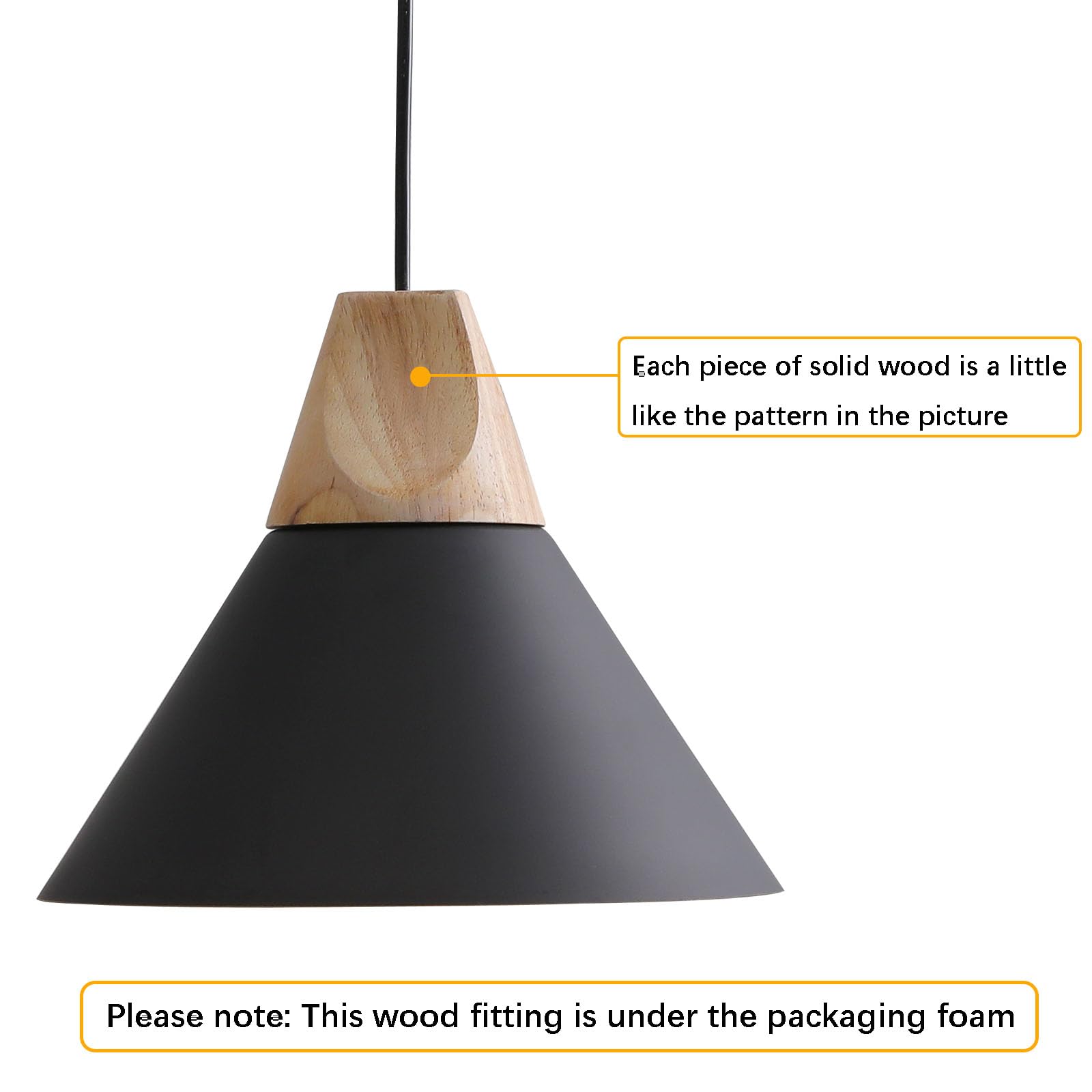 Modern Matte Black Pendant Light - Solid Wood Ceiling Hanging Lamp for Kitchen Island, Dining Room & Coffee Bar (3-Pack) - Perfect for Farmhouse, Industrial & Contemporary Home Decor