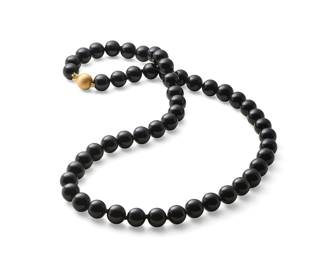 10mm Black Jade Beaded Long Necklace for Women - Elegant & Stylish Jewelry Gift for Parties, Weddings & Special Occasions