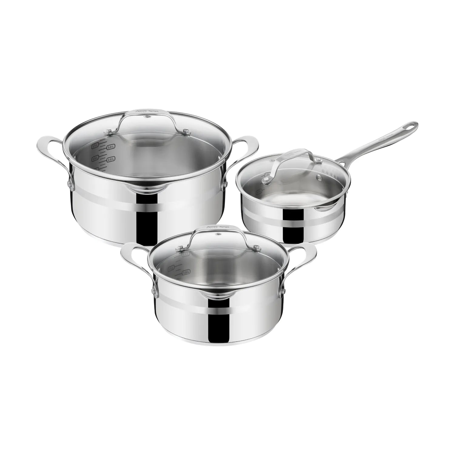 Jamie Oliver by Tefal 3-Piece Stainless Steel Induction Cookware Set with Lids - Perfect for Induction Cooking, Soups, Stews & Family Meals