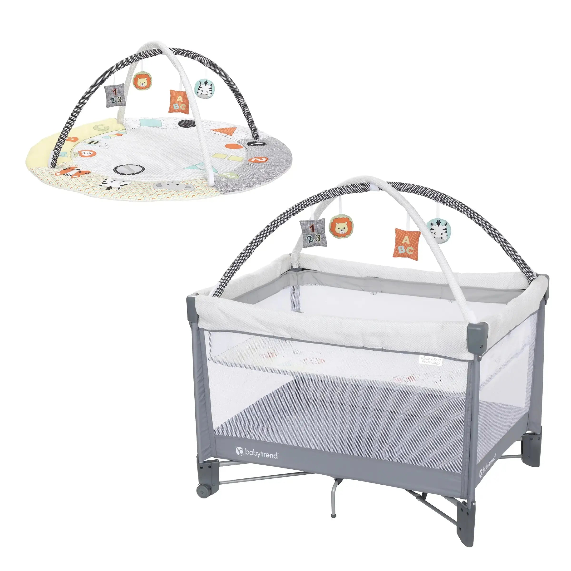 3-in-1 Quick Fold Playard with Baby Gym & Bassinet - Quartz Stone Play Suite (Target Exclusive) for Nursery, Travel & Indoor Playtime