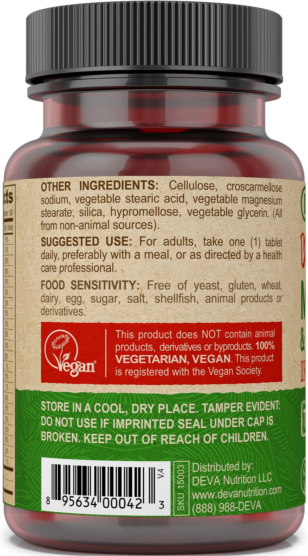 Deva Vegan Multivitamin Tiny Tabs - 90 Count | Plant-Based, Gluten-Free, Non-GMO | Supports Energy & Immunity for Vegan Lifestyles | Perfect for Daily Wellness & Active Living