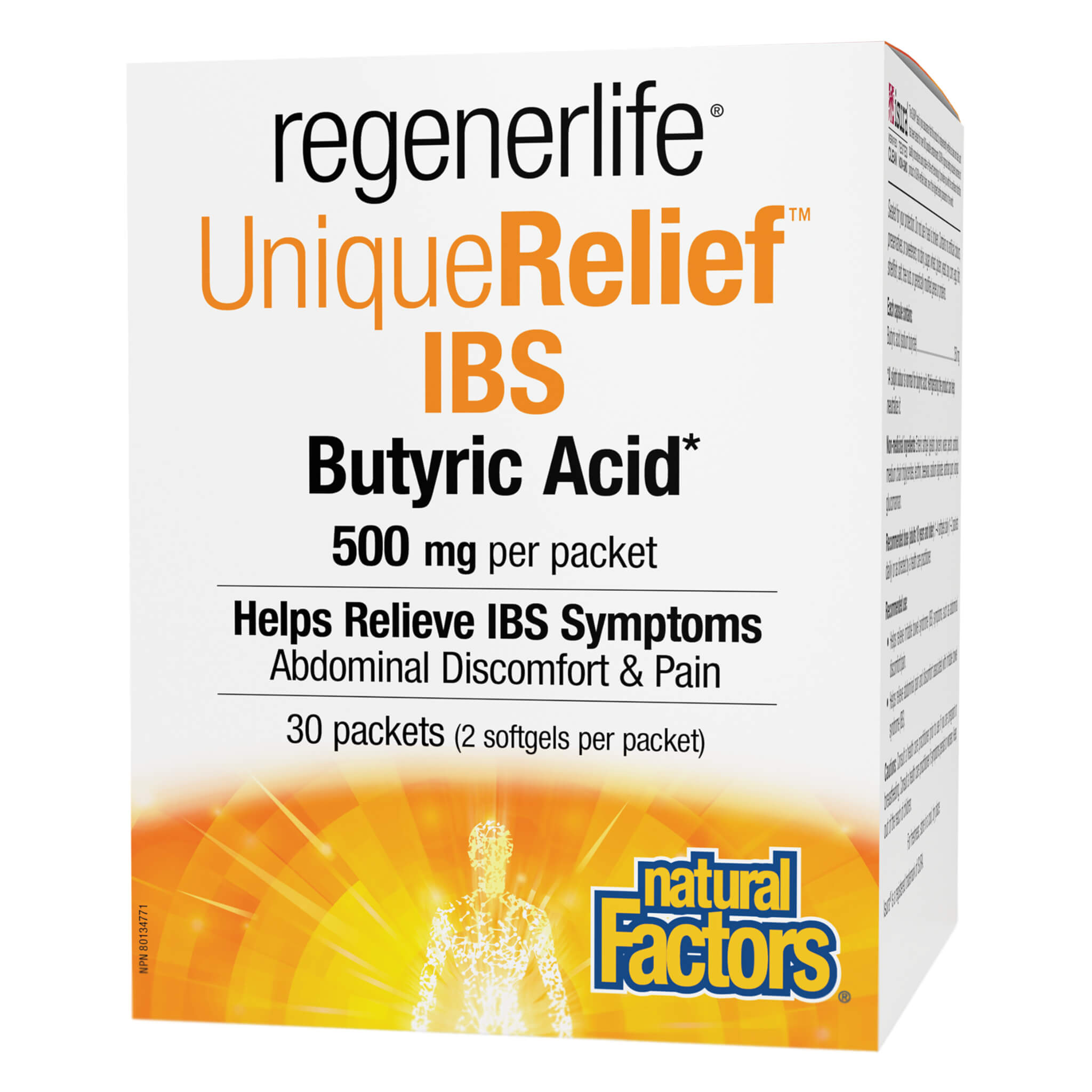 RegenerLife UniqueRelief Butyric Acid 500mg Supplement - Supports Gut Health & Digestion - Perfect for IBS, Leaky Gut & Immune System Boost