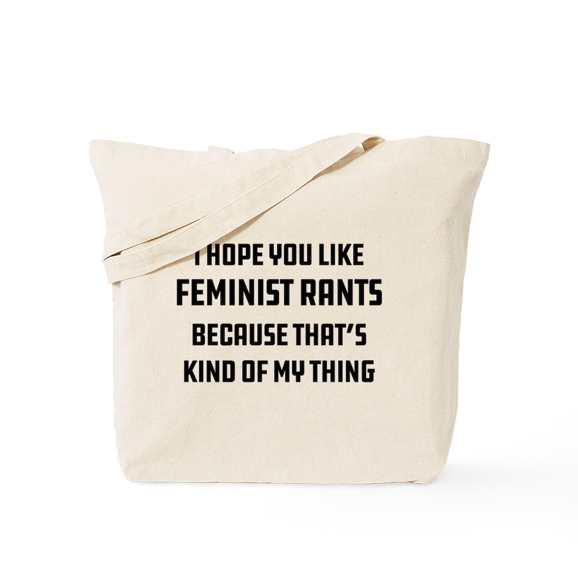 Feminist Rants Tote Bag - Natural Canvas Reusable Shopping Bag for Women | Eco-Friendly Grocery Tote for Work, School & Protest Marches