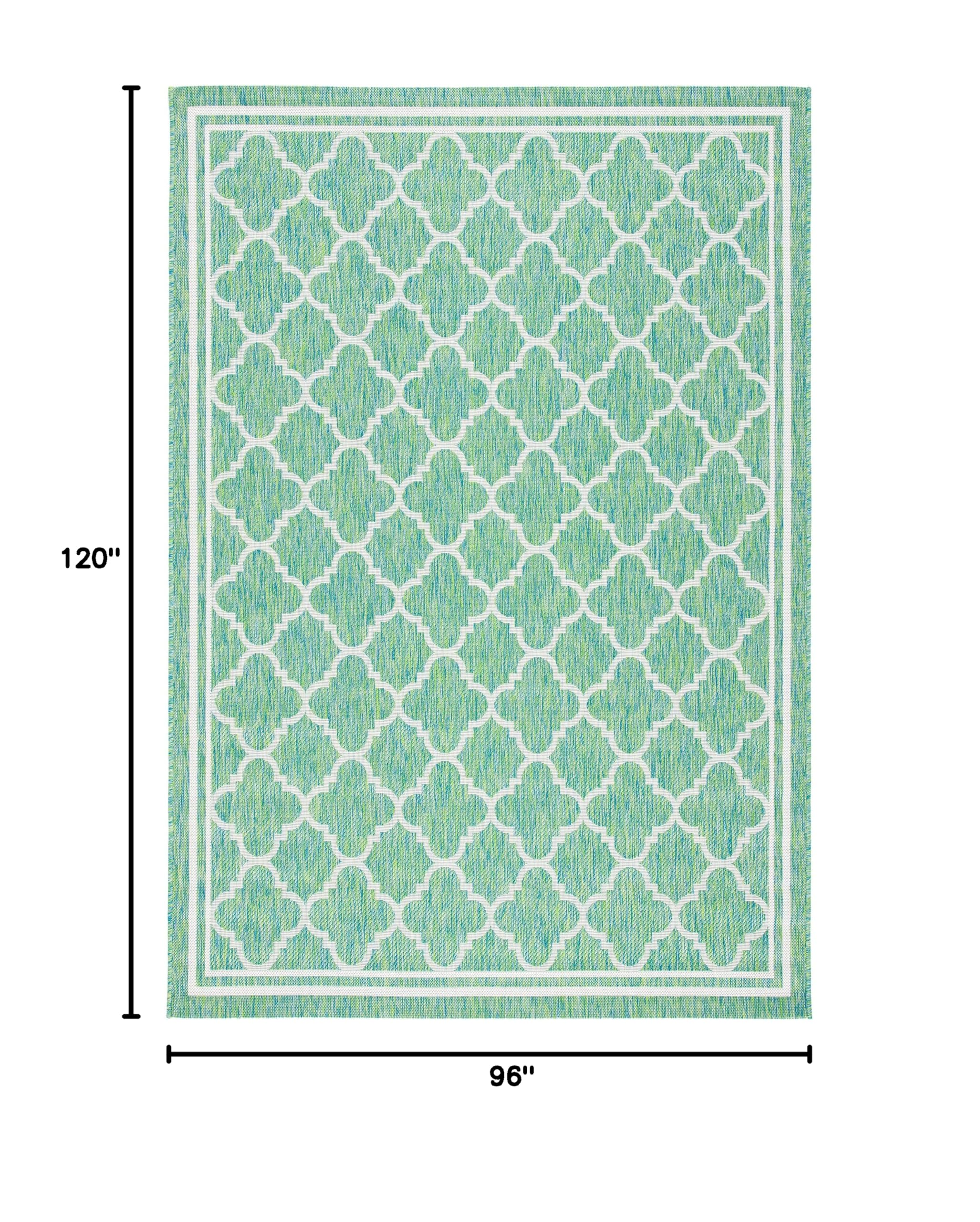 SAFAVIEH Courtyard Collection 8' x 10' Green & Ivory Indoor/Outdoor Rug - Waterproof, Easy to Clean, Durable for Patio, Backyard, Mudroom, Deck & Poolside Use | CY8918