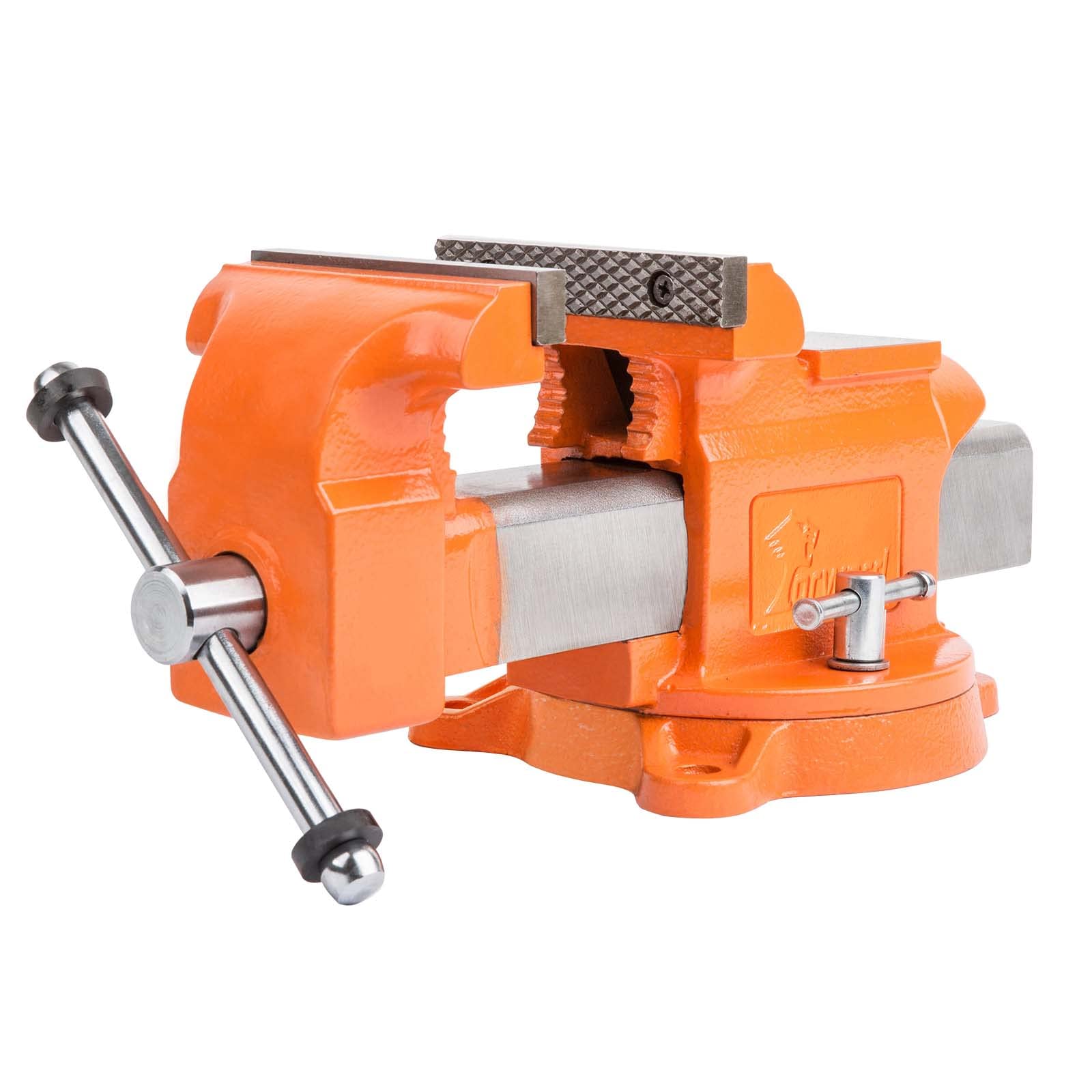 6 Inch Ductile Iron Bench Vise with 360° Swivel Base & Steel Guide Bar - Heavy Duty Forward Bench Vice for Woodworking, Metalworking & DIY Projects (Model 30606)