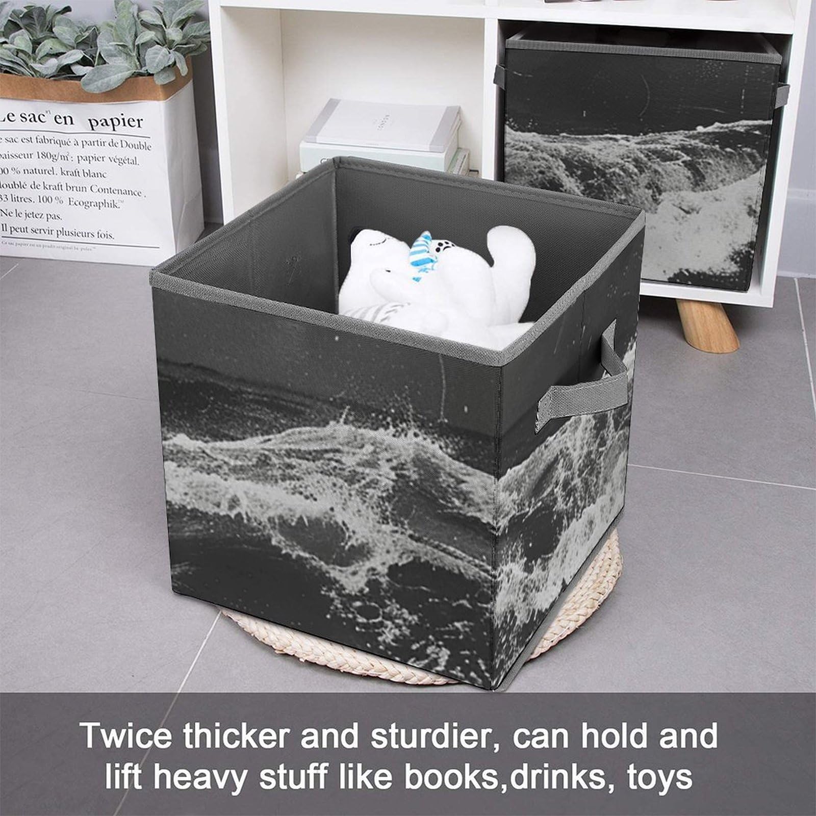 Large Collapsible Storage Bins with Handles - 10.6x10.6x10.6 Inch Fabric Storage Cubes for Closet Organization | Home & Office Organizer System | Perfect for Toys, Books, Blankets & Seasonal Storage