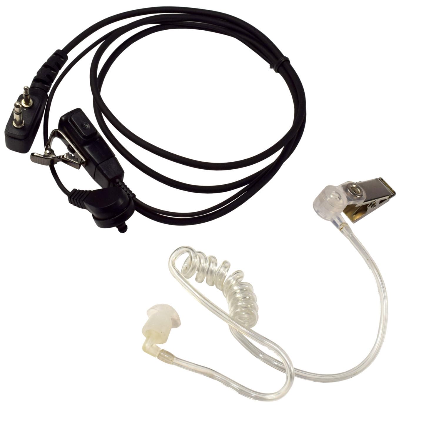 HQRP 2 Pin Acoustic Tube Earpiece Headset with Microphone - Compatible with ICOM IC-F34GT, IC-F3S, IC-F4, IC-F4000 Radios + HQRP Sun Meter - Ideal for Security, Construction & Two-Way Radio Communication