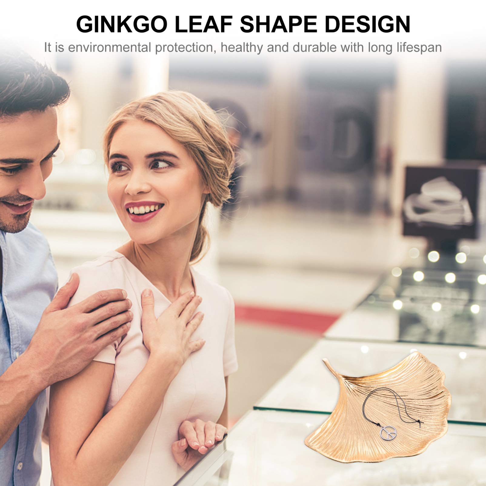 Elegant Ginkgo Leaf Jewelry Tray - Alloy Gold Vanity Tray for Rings, Necklaces & Trinkets | Decorative Dresser Organizer | Perfect for Christmas, Wedding & Home Decor | Jewelry Storage Solution for Bedroom, Bathroom & Office