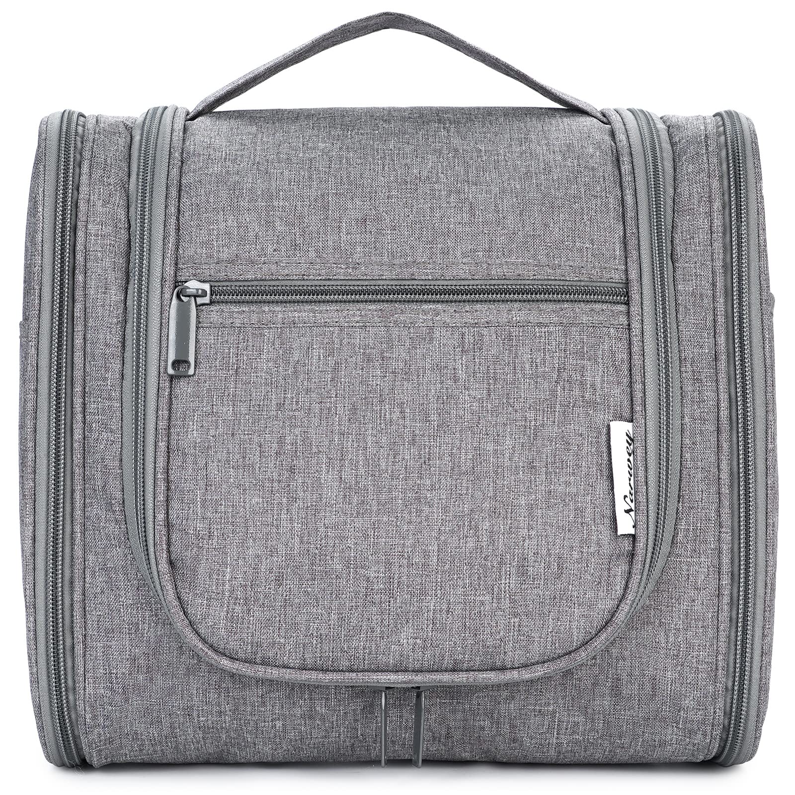 **Large Grey Hanging Toiletry Bag for Women & Men – Travel Makeup Organizer with Multiple Pockets for Cosmetics, Toiletries & Essentials – Perfect for Air Travel, Camping & Gym**