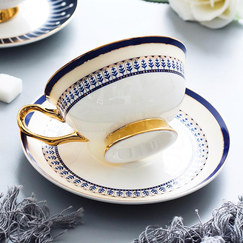 Premium British Tea Cups and Porcelain Coffee Cups Set with Gold Trim - Elegant Latte Cups with Saucers & Gift Box - Perfect for Afternoon Tea, Coffee Break, and Thoughtful Gifting