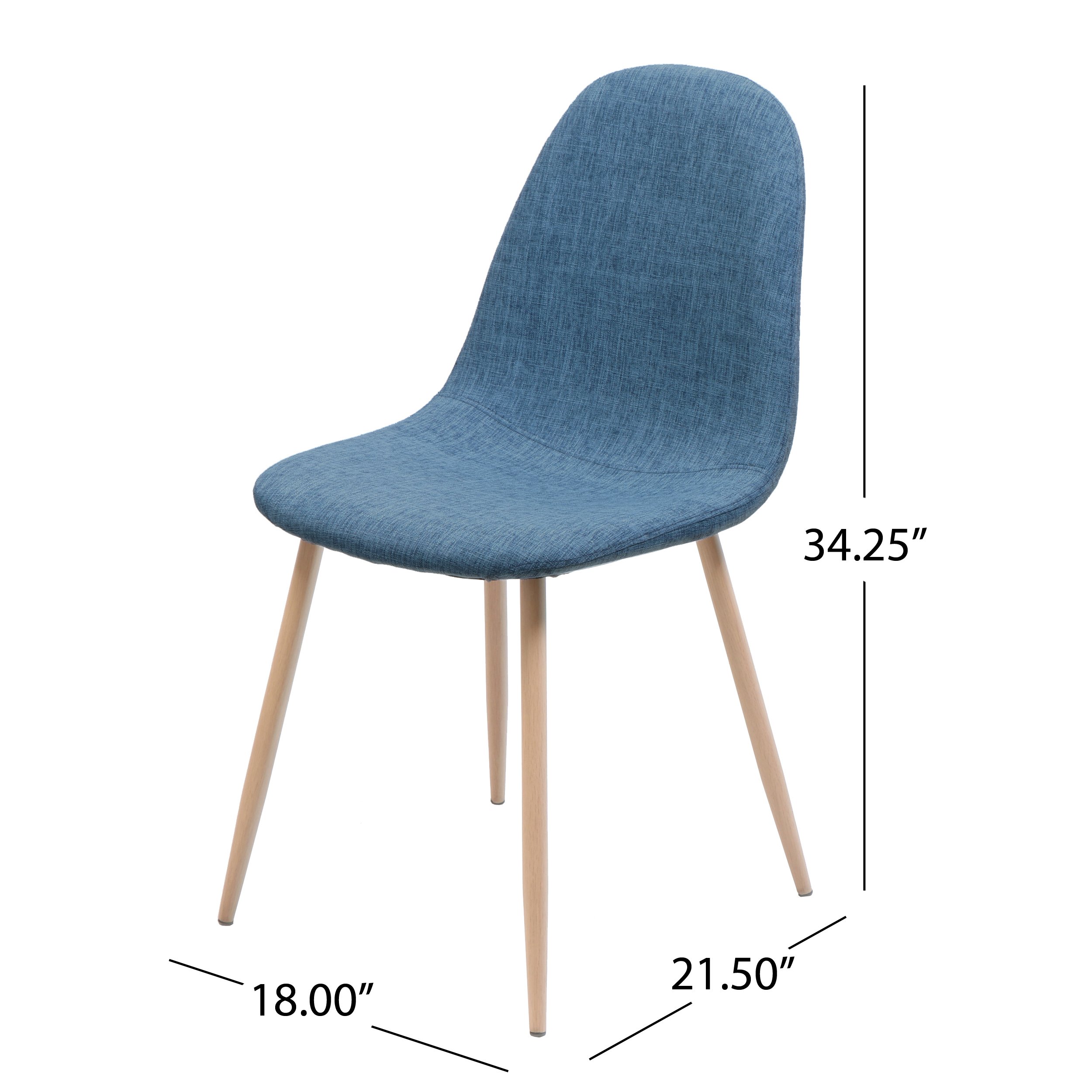 Christopher Knight Home 303205 Modern Dining Chairs in Muted Blue - Set of 2 Comfortable Upholstered Side Chairs for Kitchen, Dining Room & Breakfast Nook