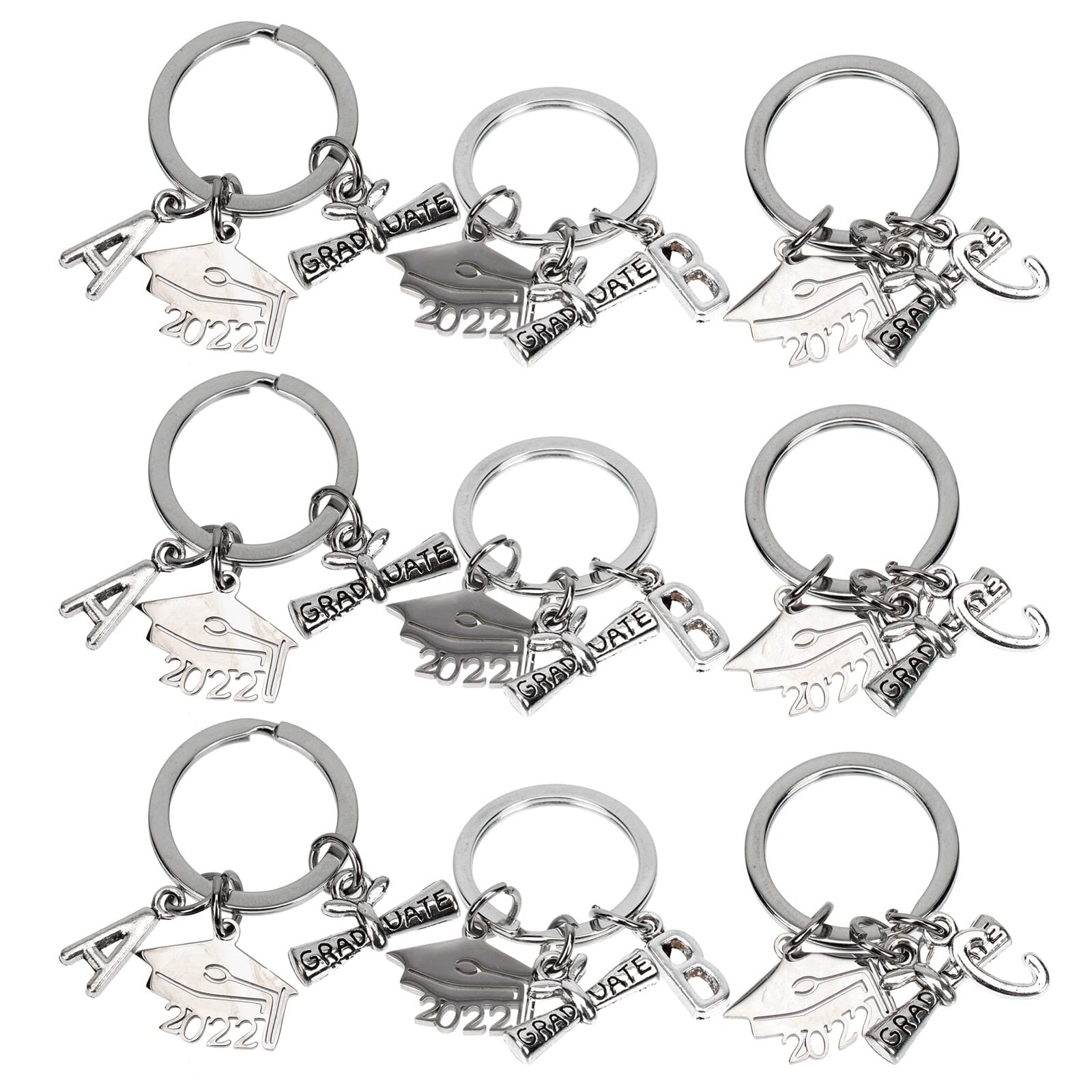 LUOZZY 9Pcs Graduation Keychain Set - Class of 2022 Commemorative Gift, Creative Congrats Grad Souvenir for High School & College Graduates - Perfect for Graduation Parties, Ceremonies & Gift Giving